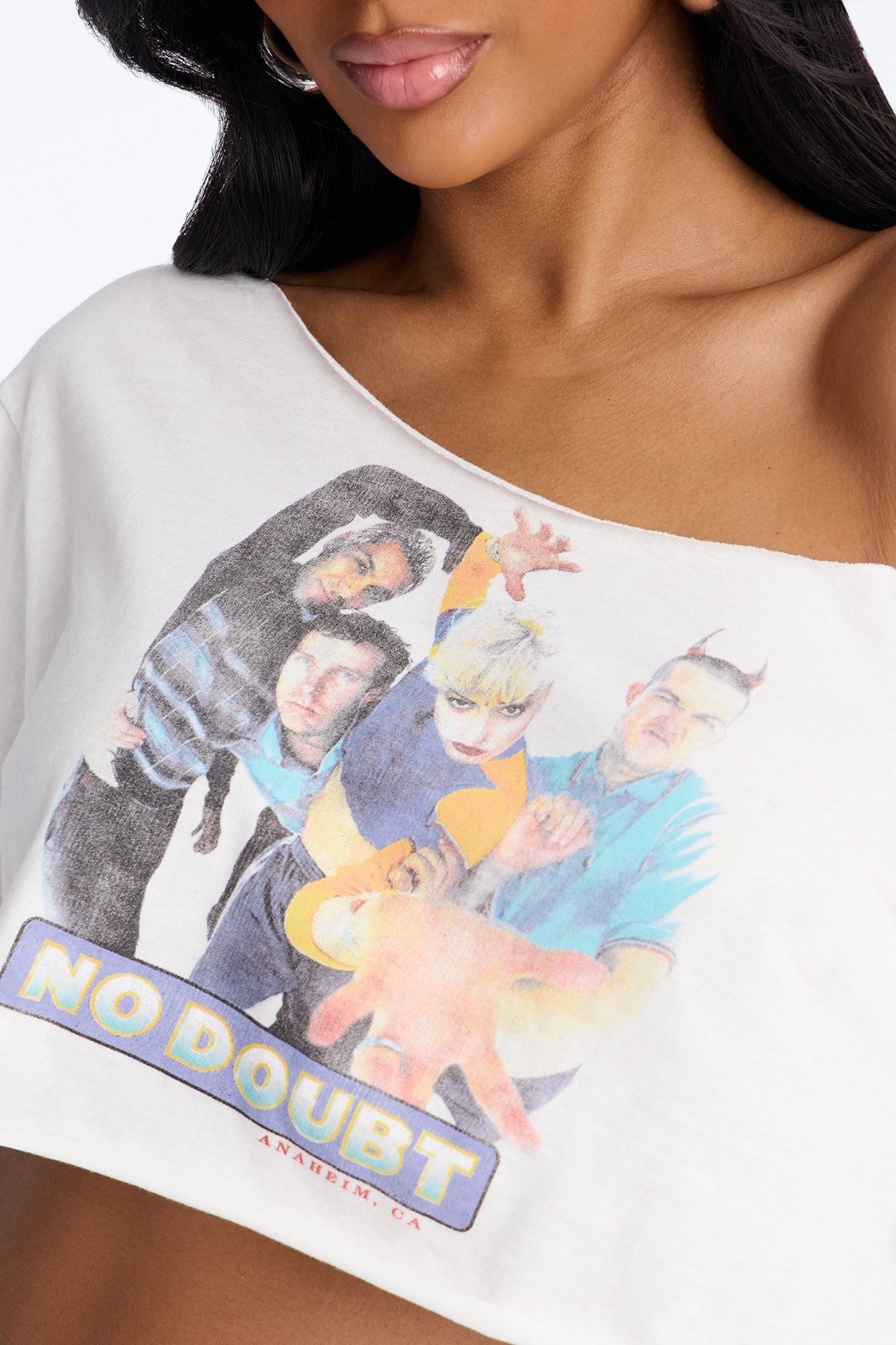 No Doubt Off Shoulder Cropped Tee - Cream Female Product Image
