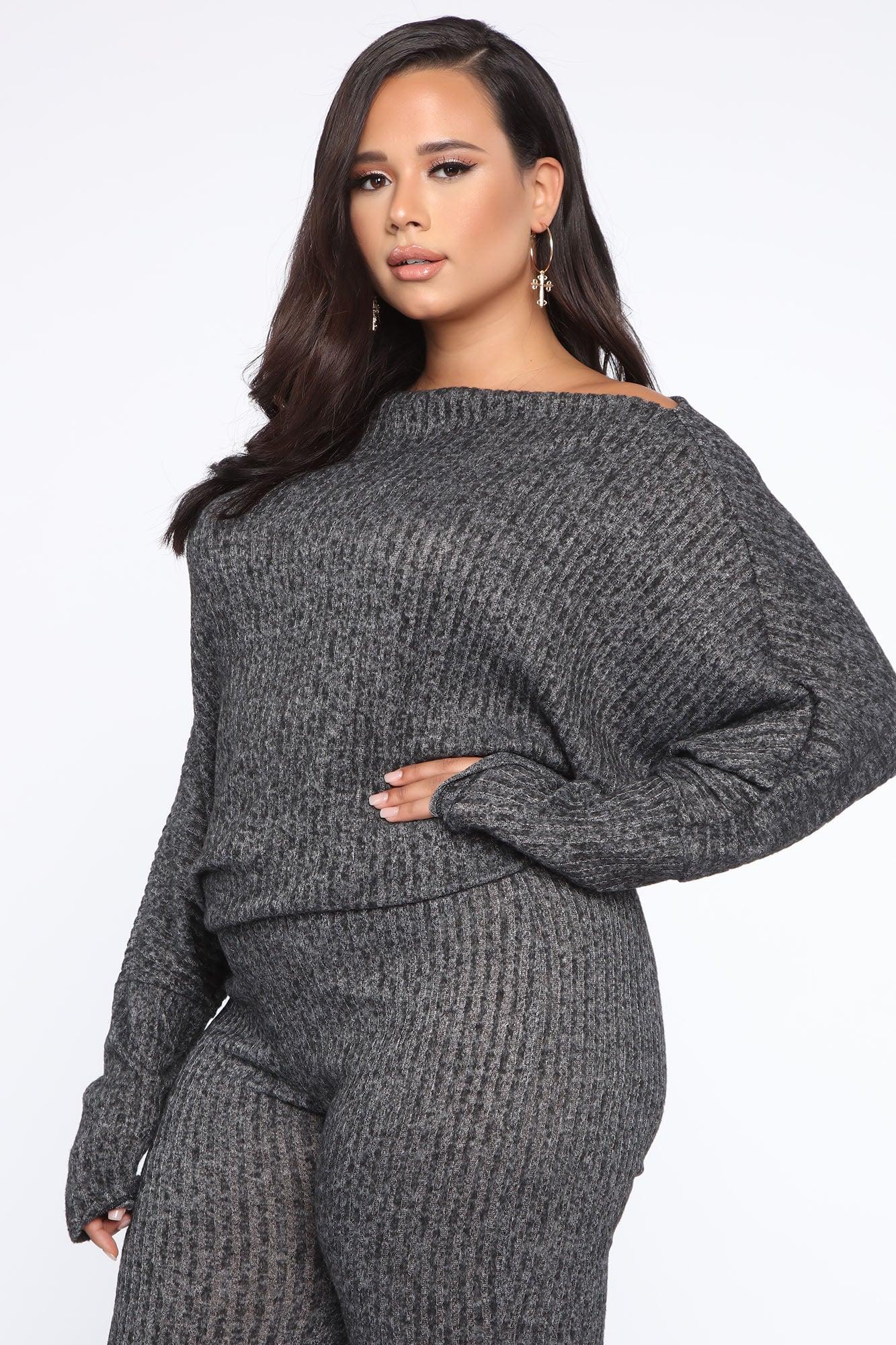 Feeling The Chill Sweater Set - Charcoal Female Product Image