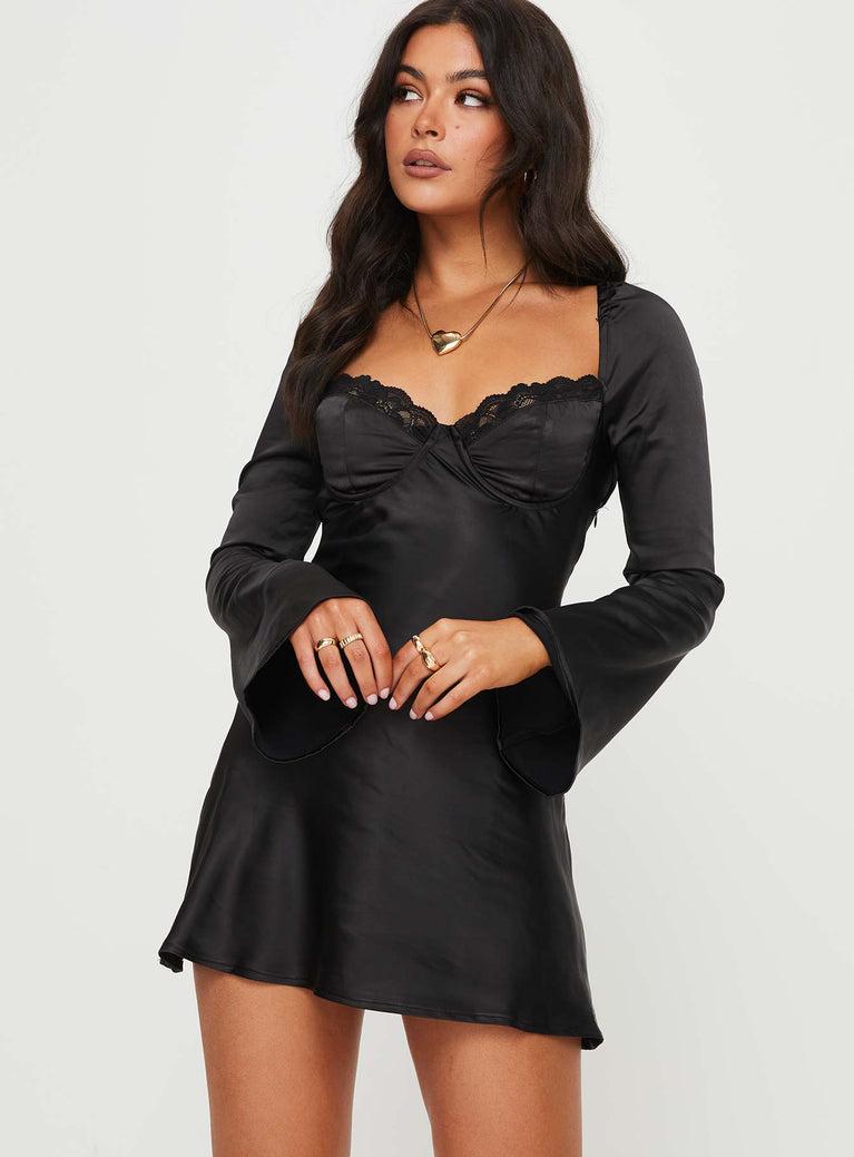 Moniz Long Sleeve Mini Dress Black Product Image