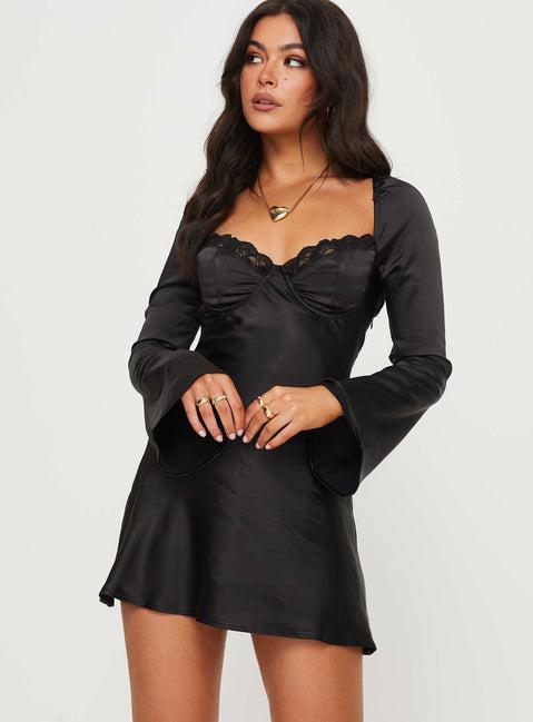 Moniz Long Sleeve Mini Dress Black Product Image