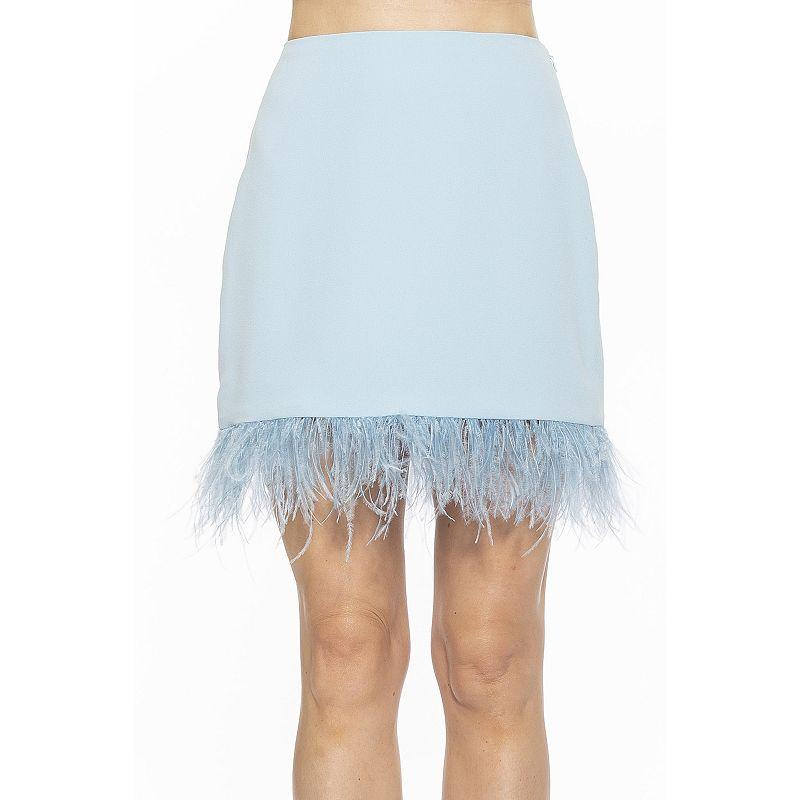 Women's ALEXIA ADMOR Flora Classic Mini Skirt With Feather Trim,  Product Image