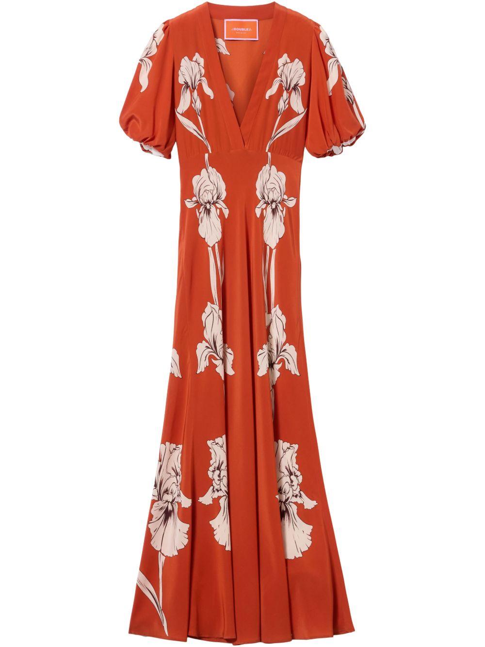 LA DOUBLEJ Marlene Floral-print Silk-crepe Maxi Dress In Iris Placée Product Image