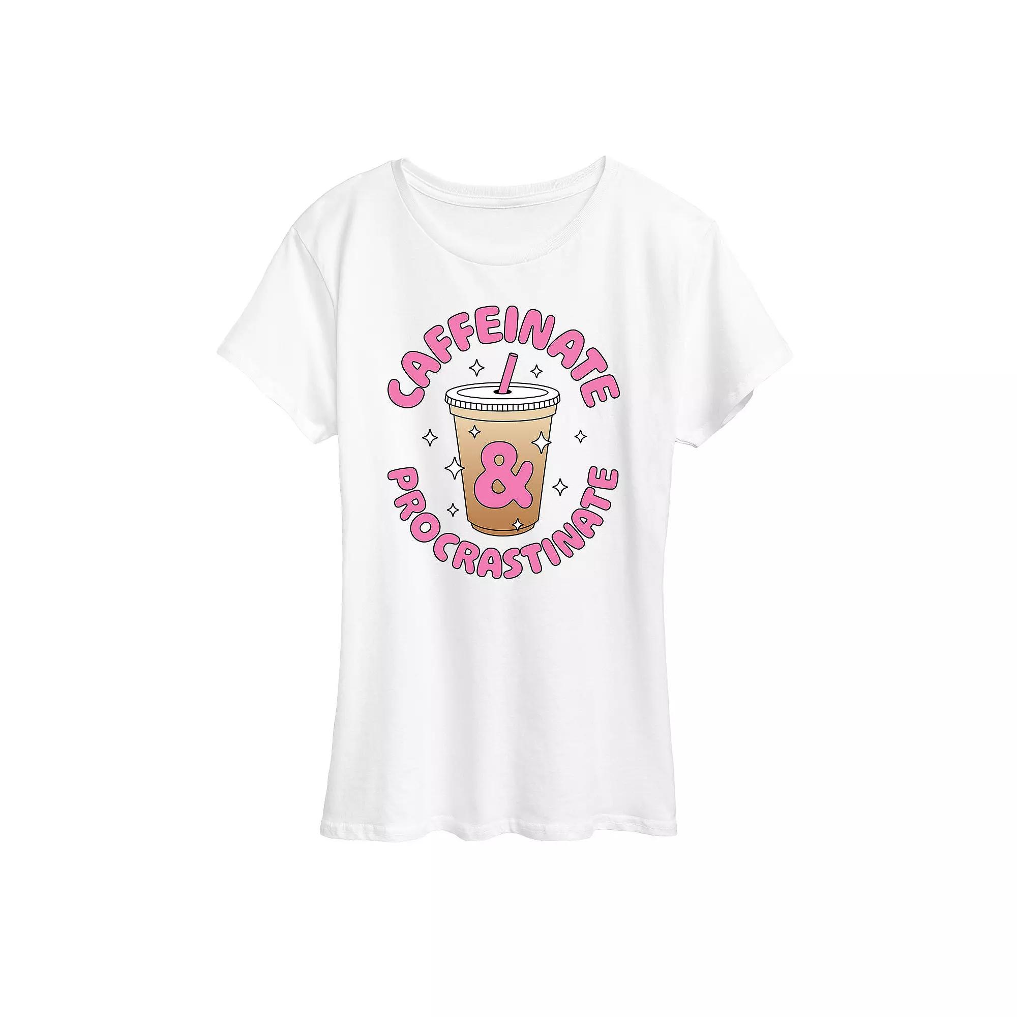 Women's Caffeinate And Procrastinate Graphic Tee, Girl's,  Product Image