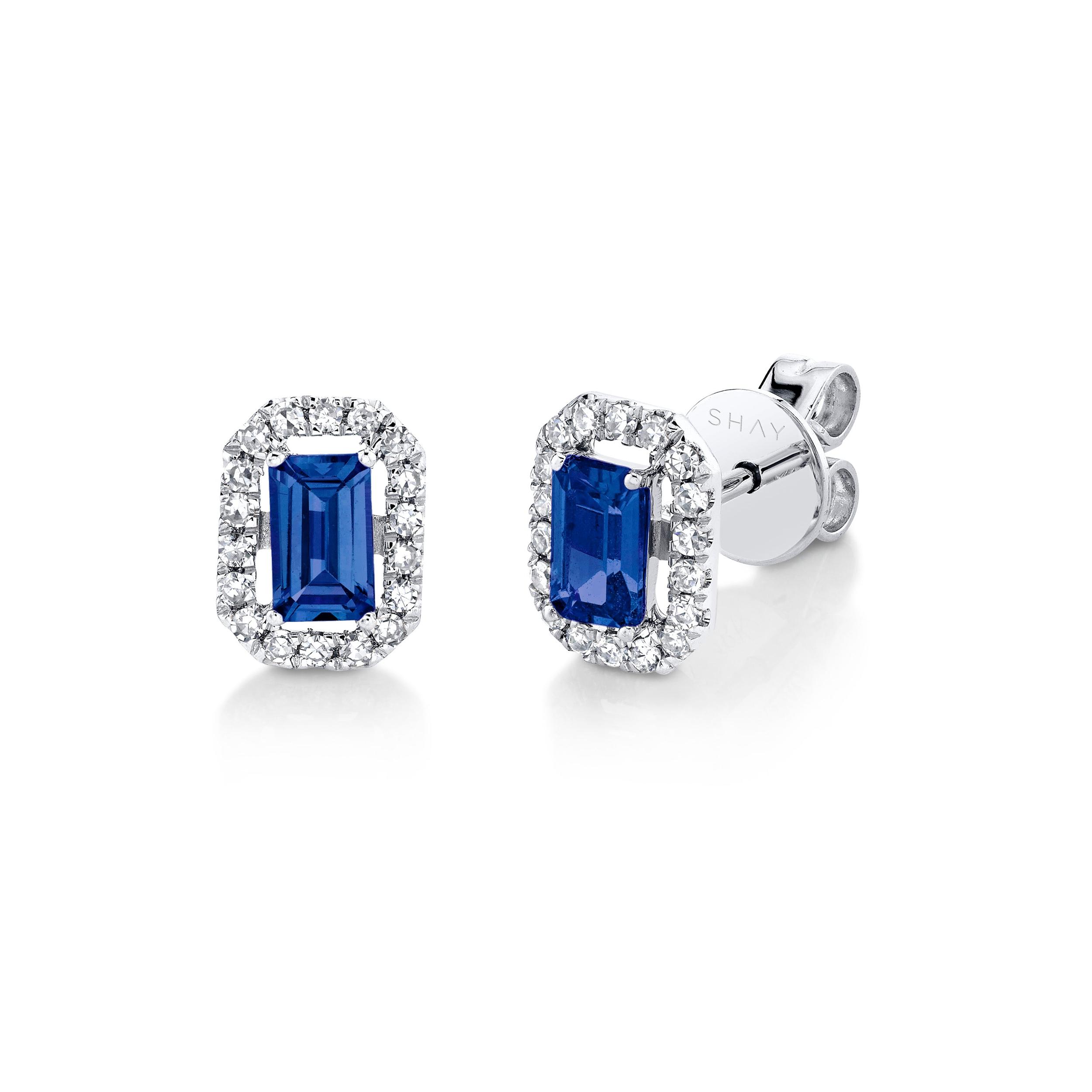 MINI ME DIAMOND HALO BLUE SAPPHIRE STUDS Kids Product Image