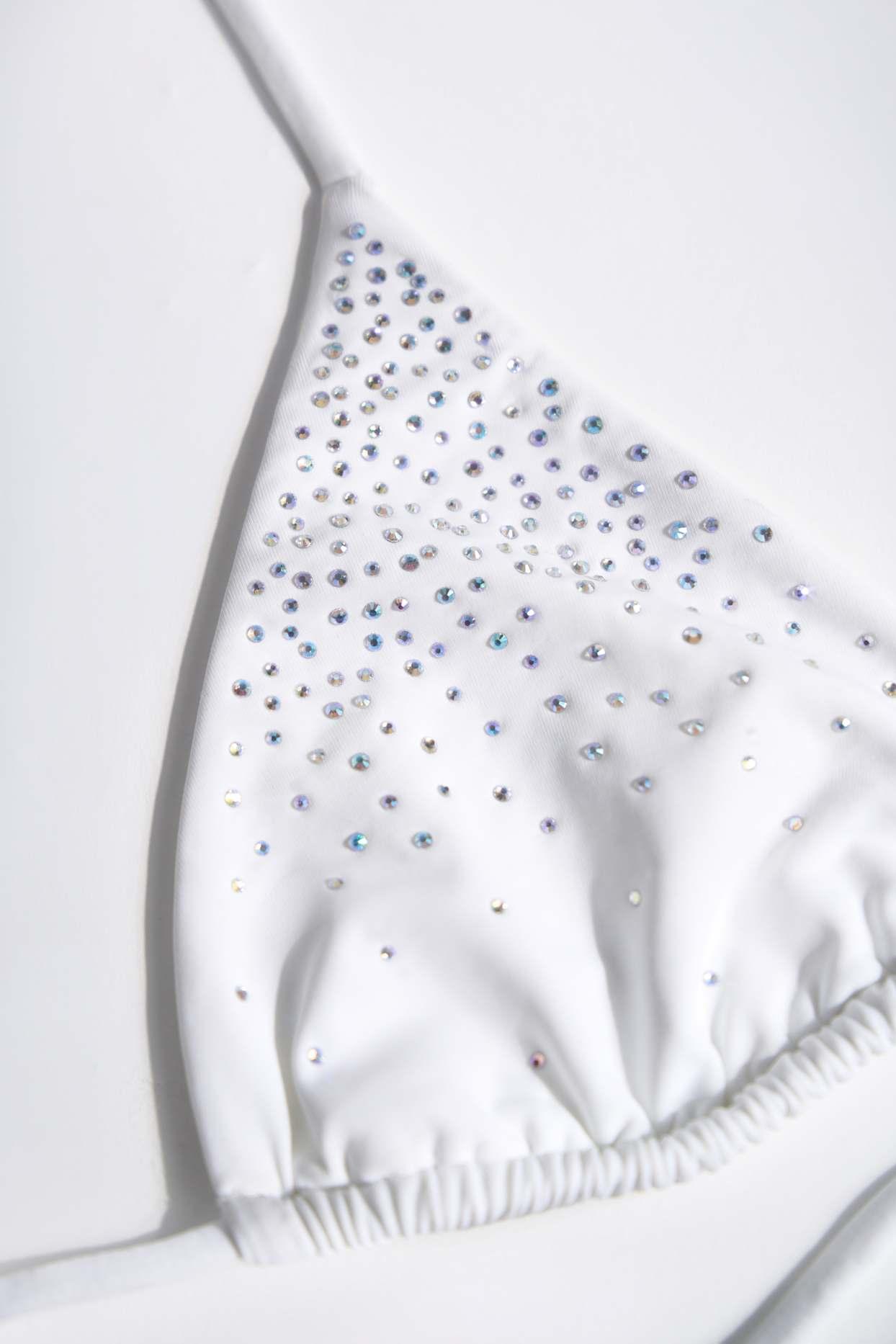 Embellished Triangle Bikini Top in White Product Image