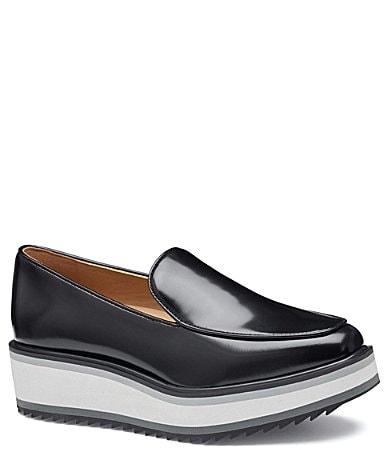 Johnston  Murphy Womens Gracelyn Leather Venetian Platform Wedge Loafers Product Image