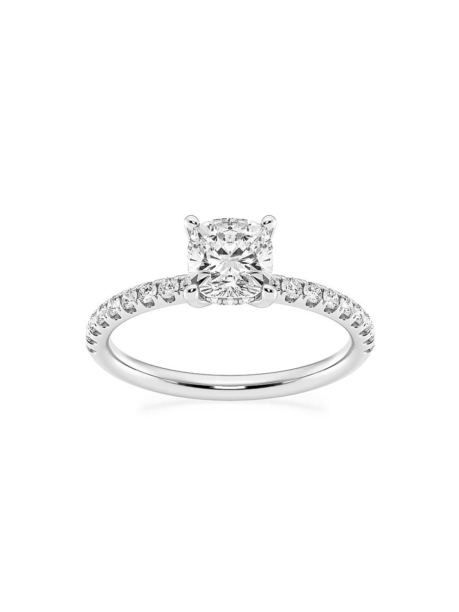 Womens Platinum & Cushion-Cut Lab-Grown Diamond Hidden Halo Ring/0.80-3.41 TCW Product Image