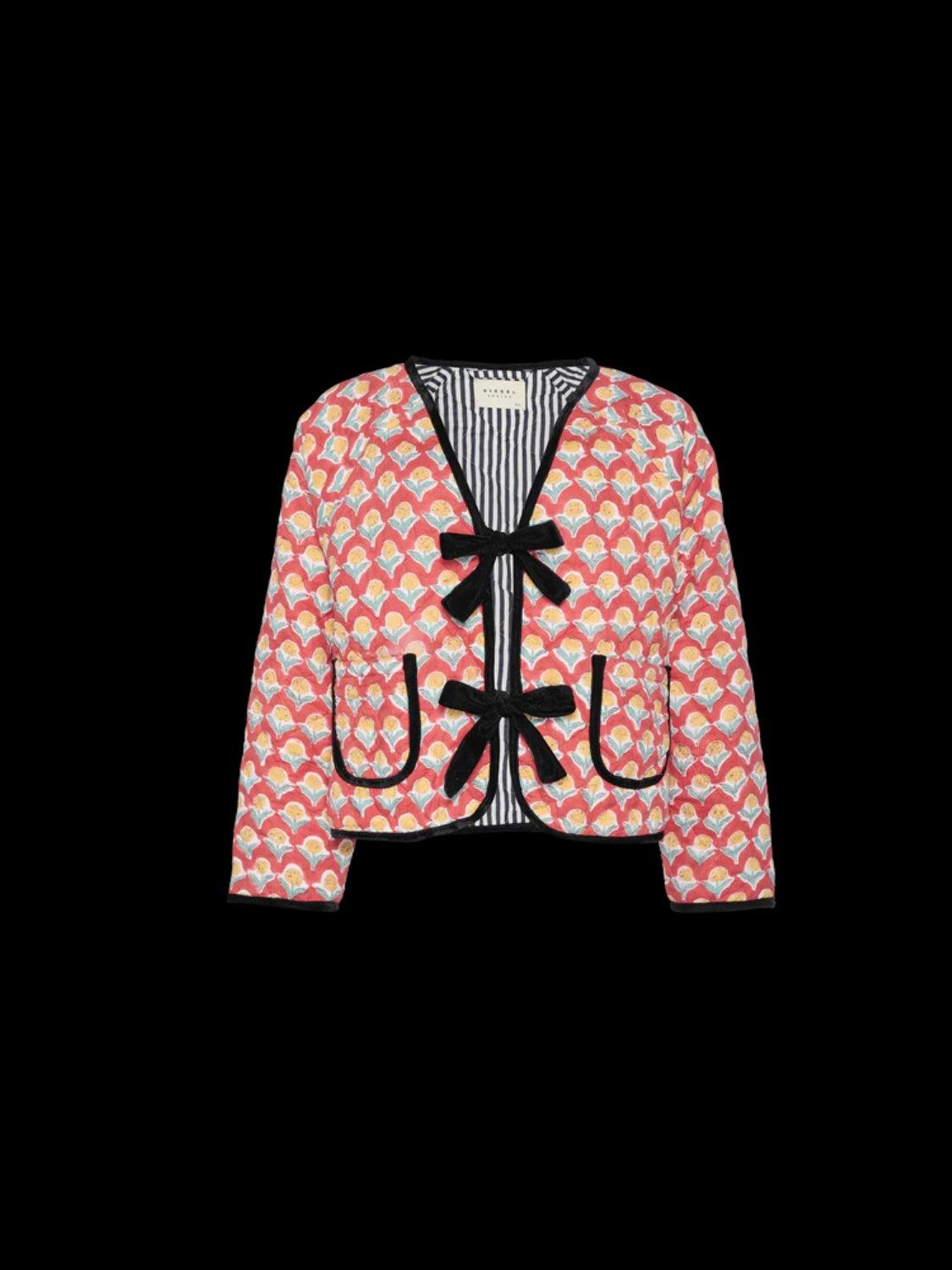 Tied Printed Long Sleeve Jacket Product Image