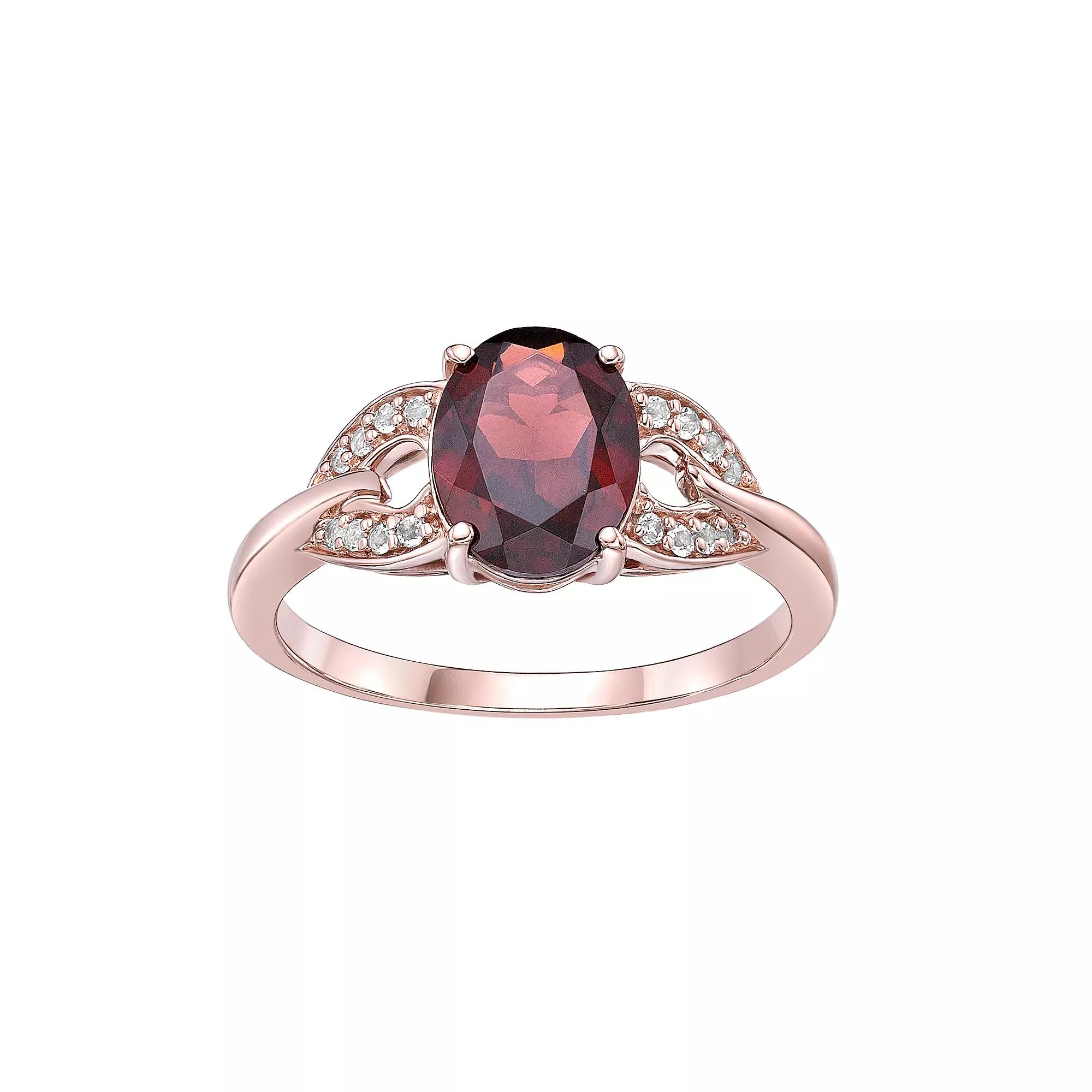 Gemminded 18k Rose Gold Over Silver Garnet & White Topaz Ring, Women's, Size: 6, Pink Tone Product Image