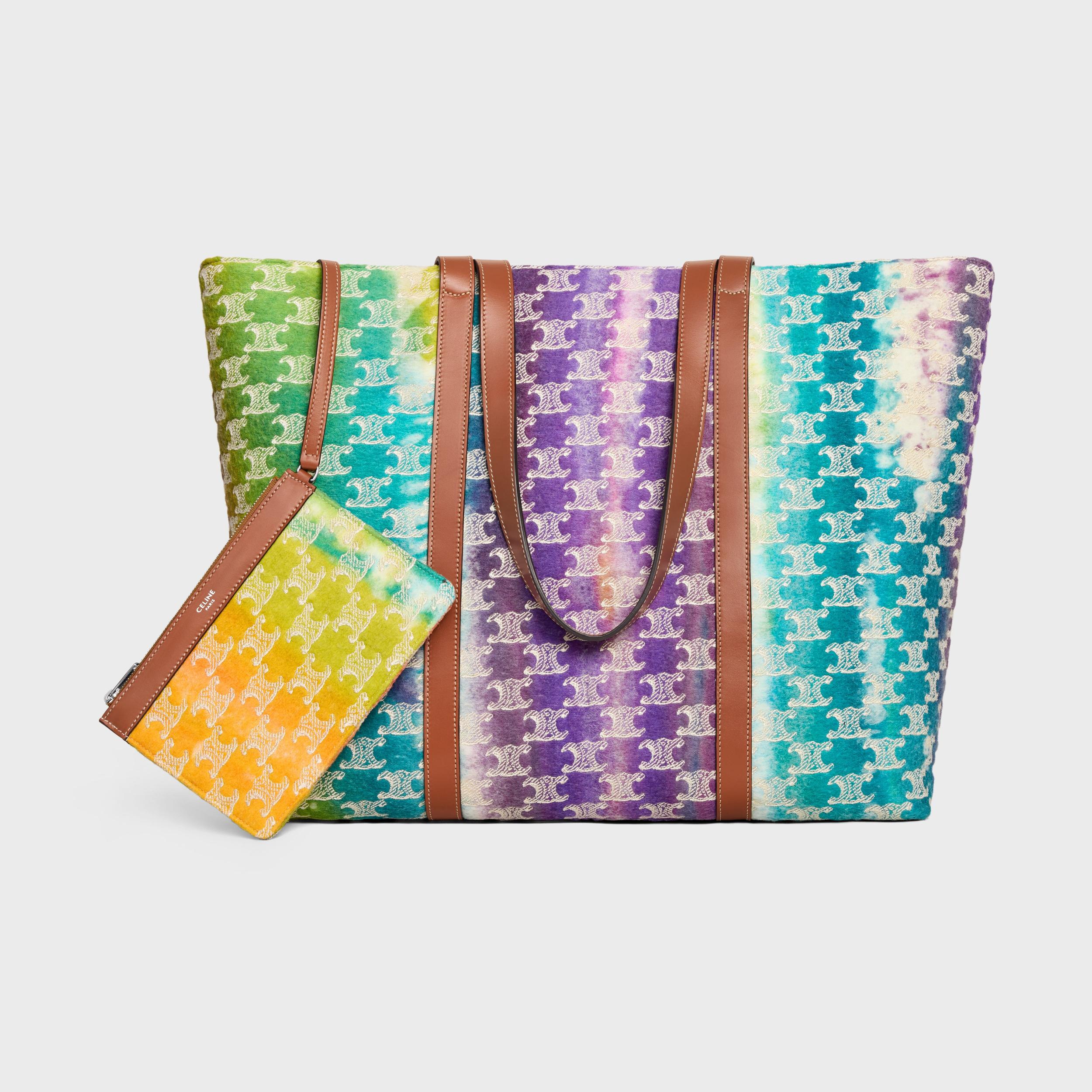 HORIZONTAL MUSEUM BAG IN TEXTILE WITH TRIOMPHE EMBROIDERIES AND CALFSKIN Product Image