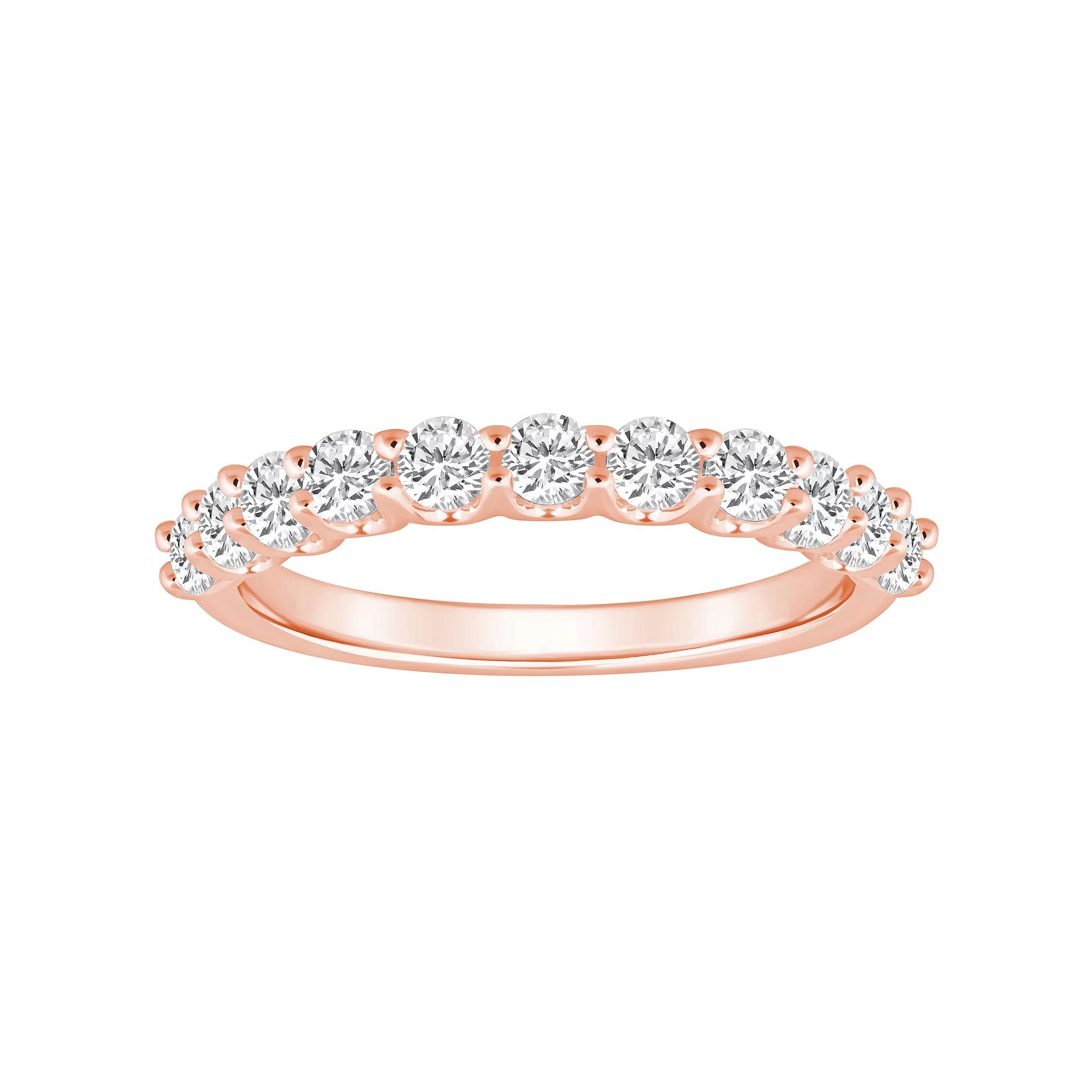 Alyson Layne 14k Gold 1 1/10 Carat T.W. Diamond 11-Stone Wedding Band, Womens Pink Product Image