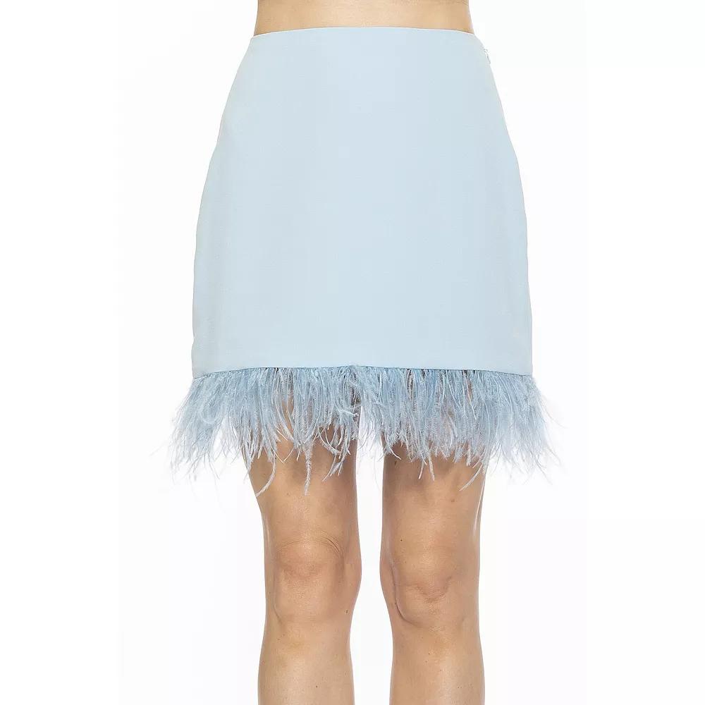 Women's ALEXIA ADMOR Flora Classic Mini Skirt With Feather Trim,  Product Image