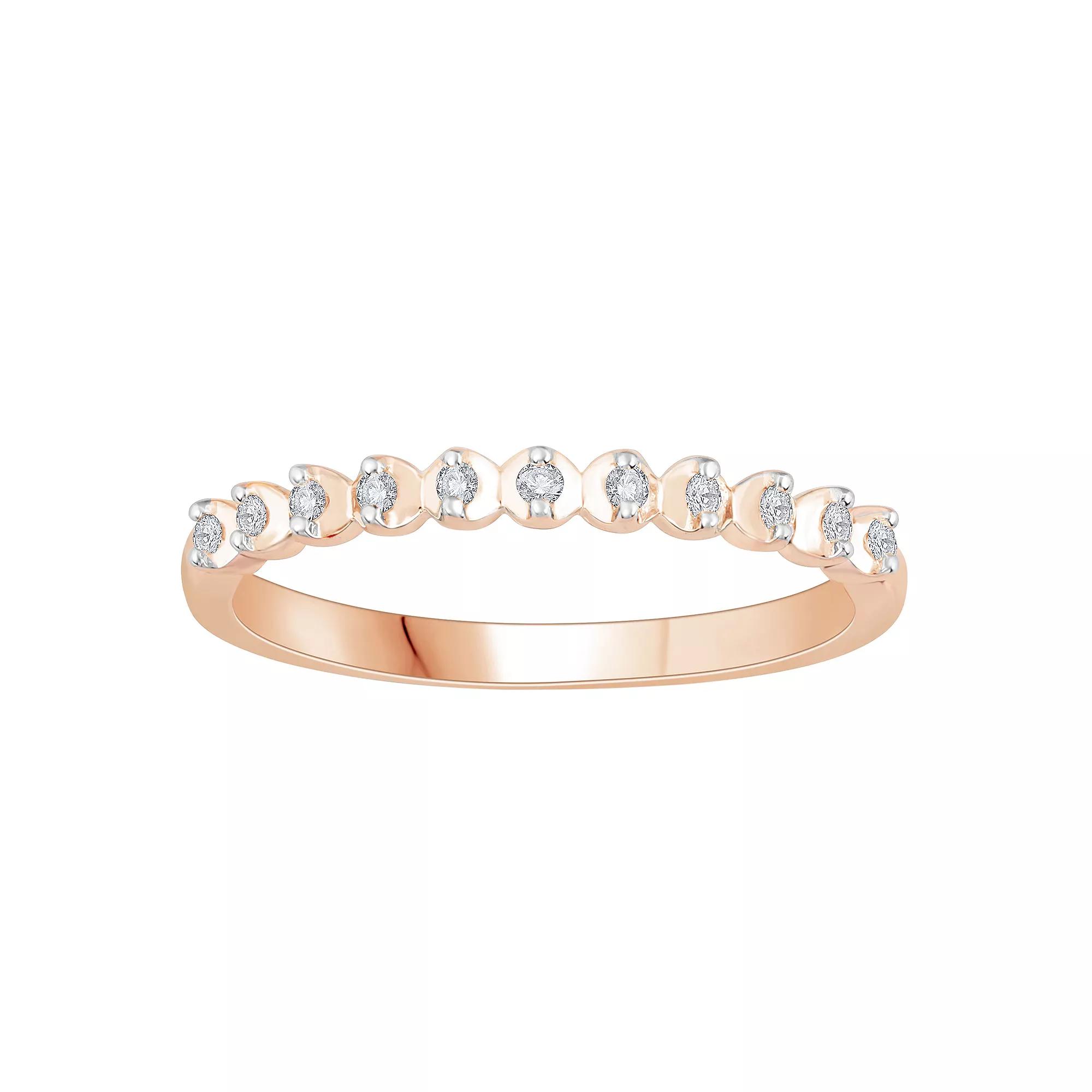 10k Rose Gold Diamond Accent Half Eternity Stack Ring, Women's, Size: 8 Product Image