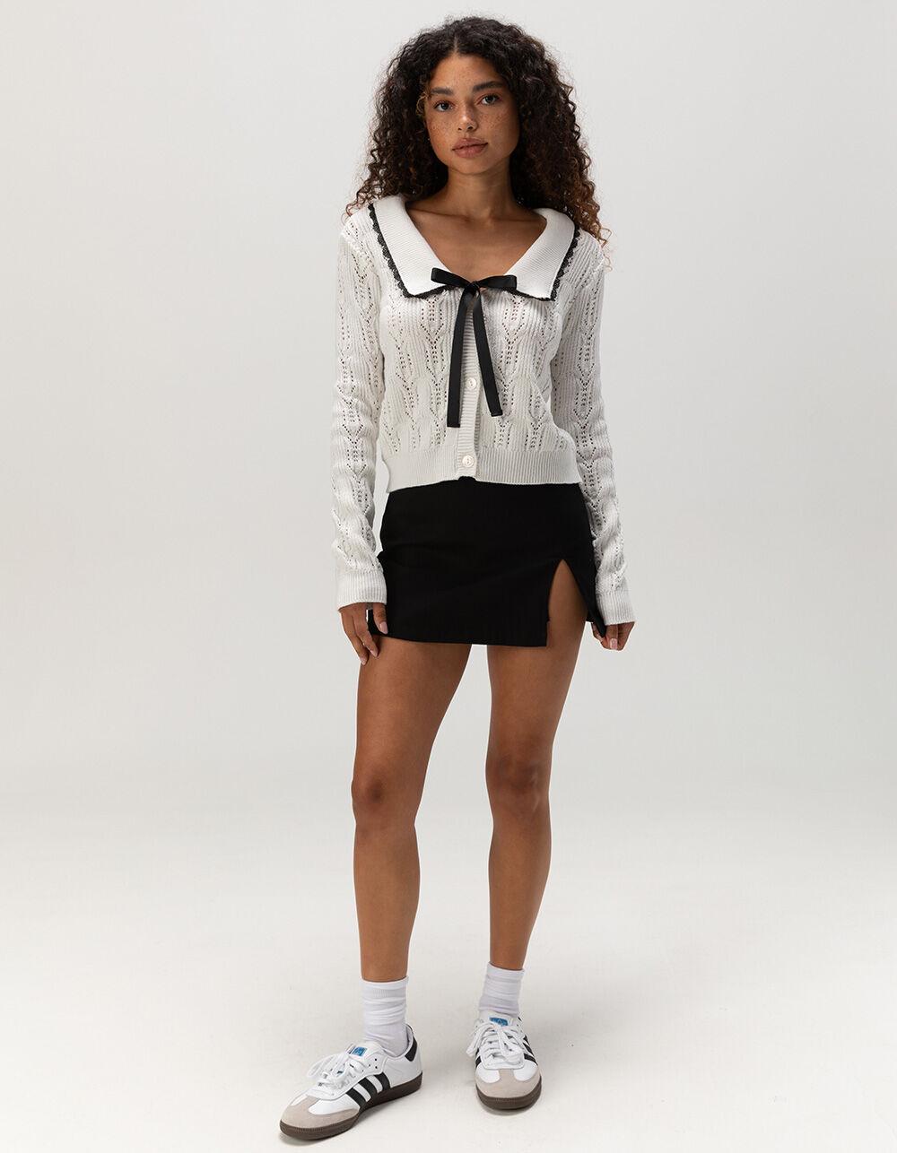 WEST OF MELROSE Collared Womens Cardigan - CREAM Product Image