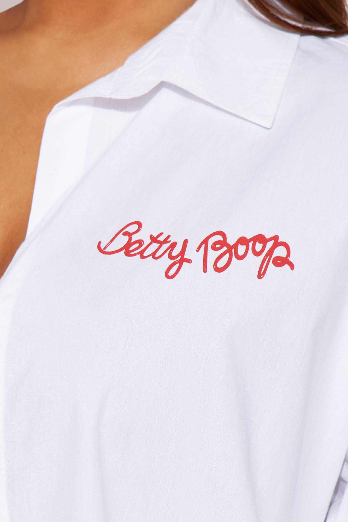 Betty Boop Poplin Top - White Product Image