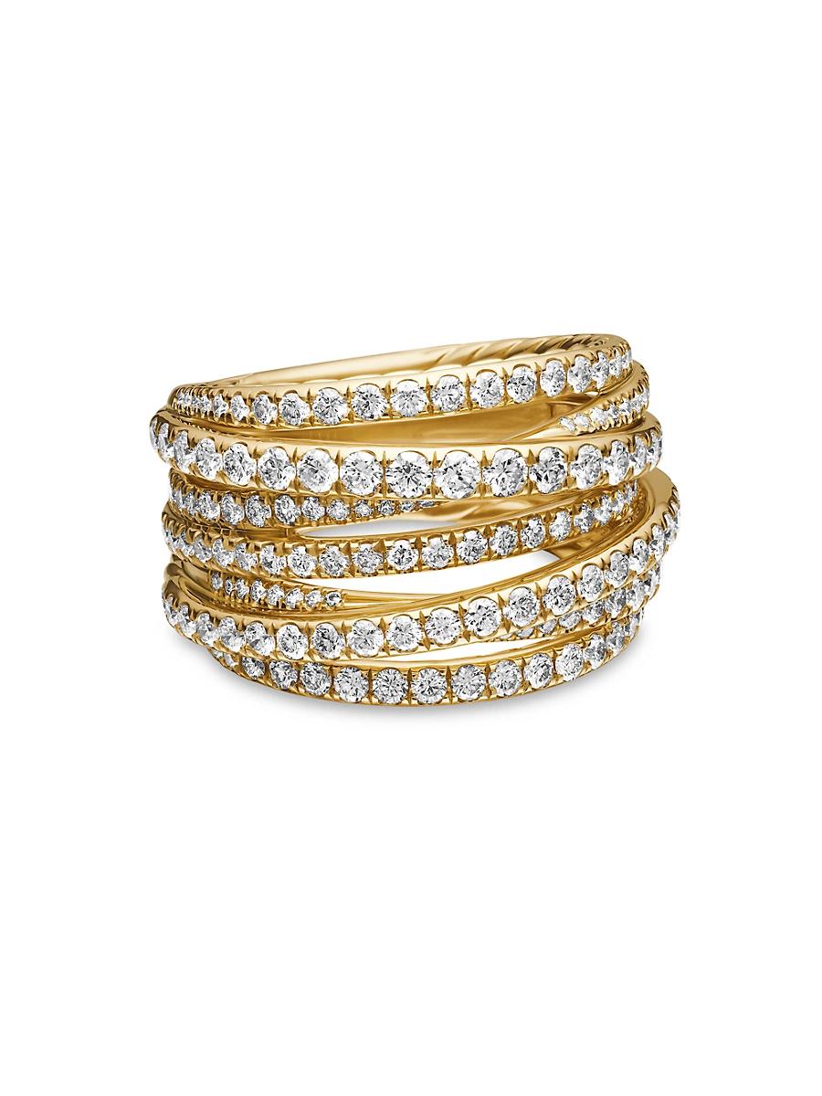 Womens Pav Crossover Ring in 18K Yellow Gold Product Image