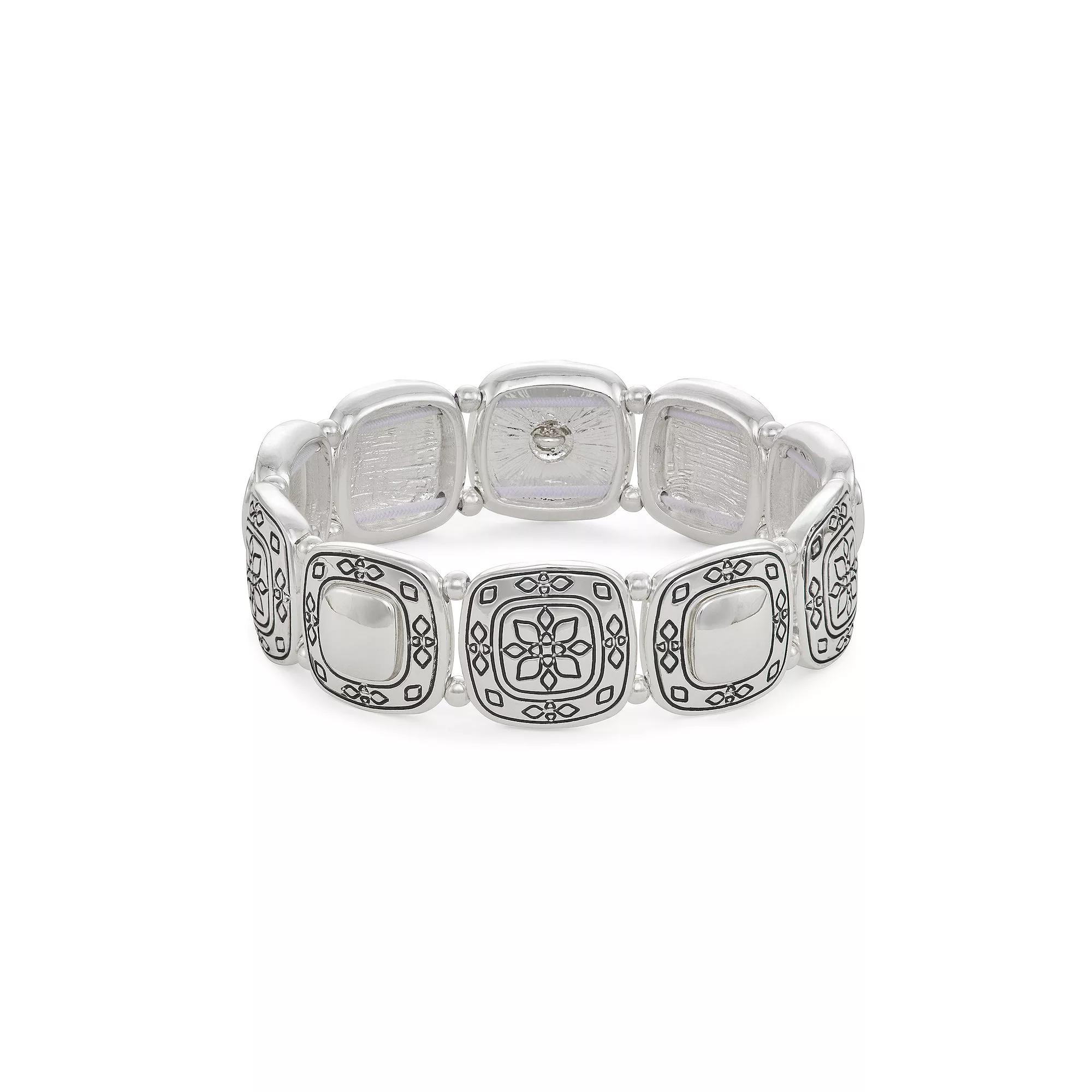 Napier Silver Tone West Stretch Bracelet, Women's Product Image
