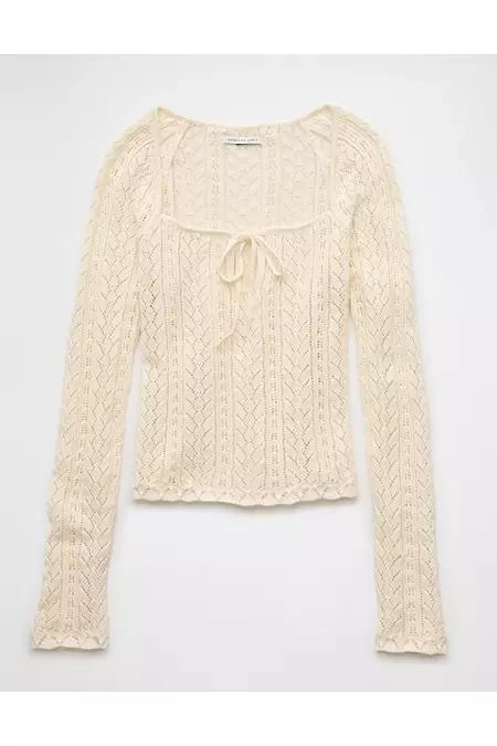 AE Square Neck Open Knit Sweater Womens Product Image