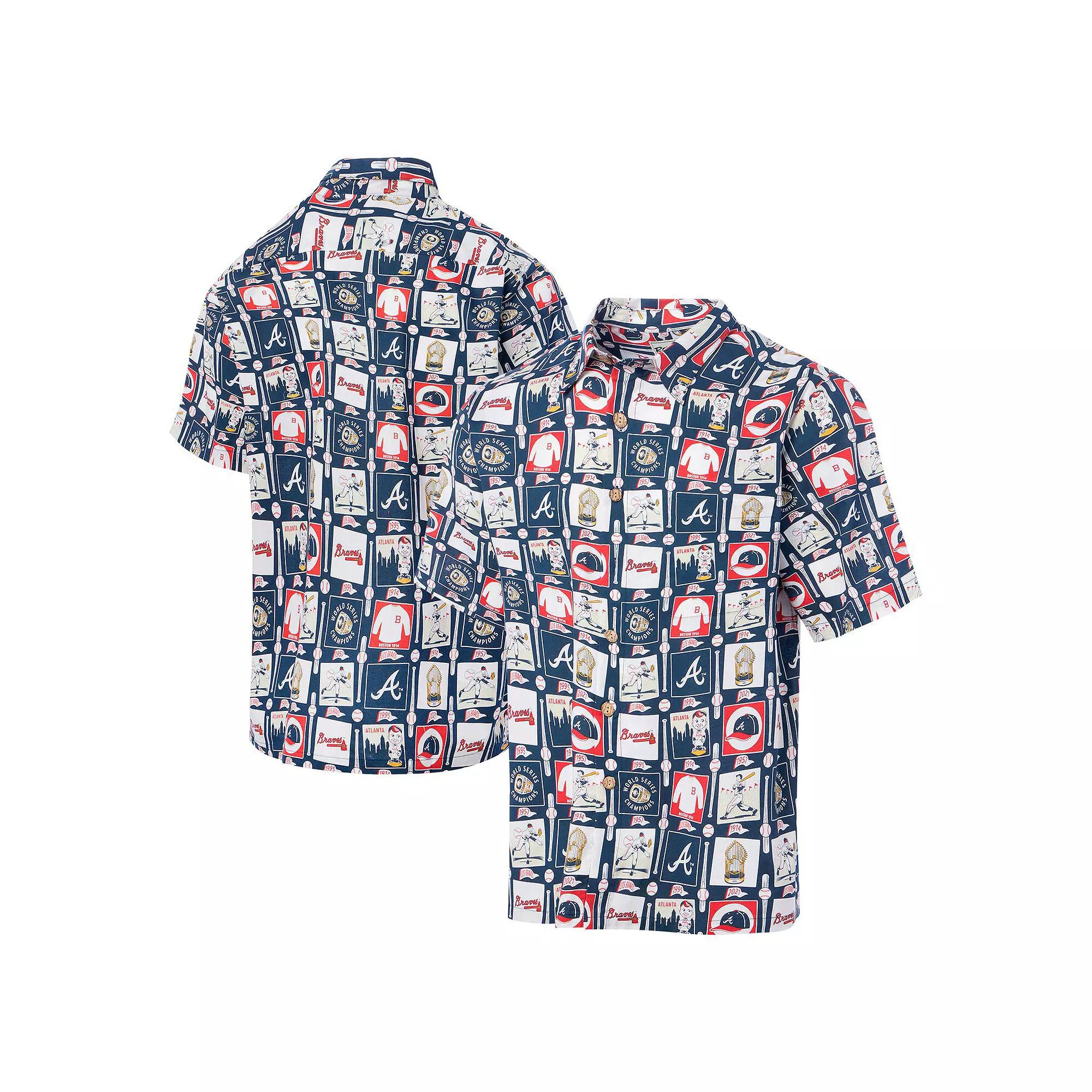 Men's Reyn Spooner Navy Atlanta Braves Champions Scenic Button-Up Shirt, Size: Small, Blue Product Image