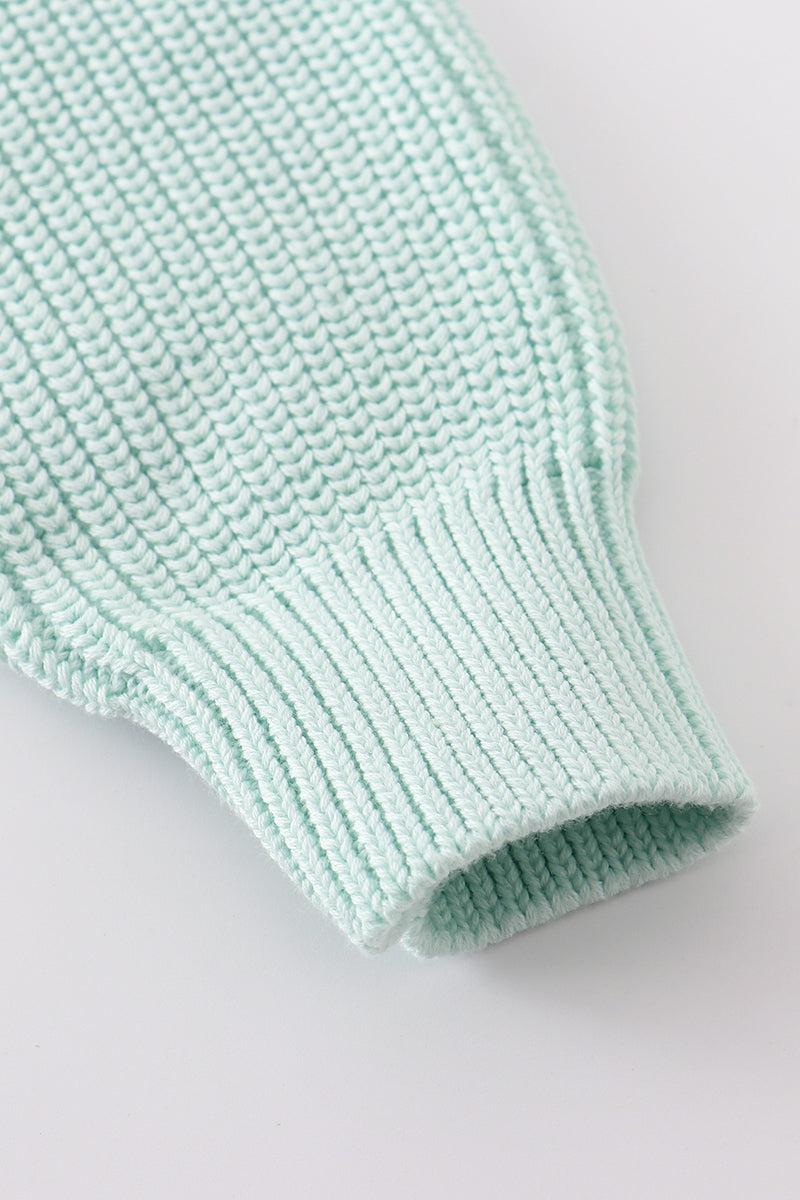 Blue hand-embroidery bunny pullover sweater Product Image