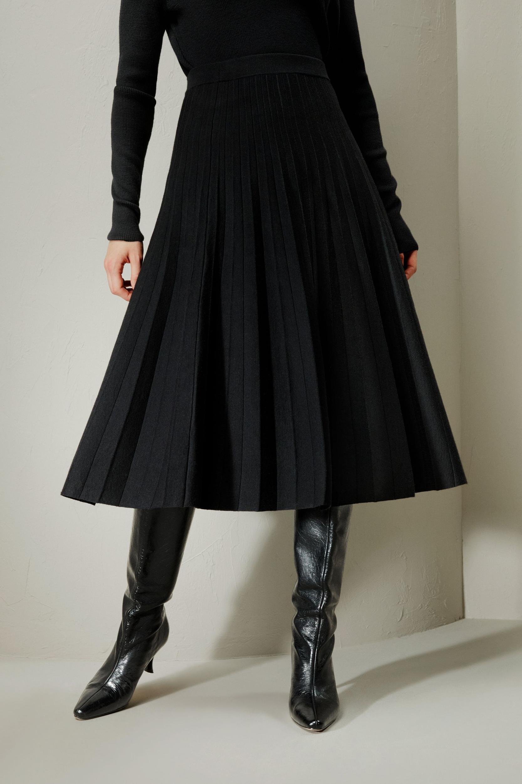 LILYSILK Women Silk Skirt Merino Wool Caramel 100% Ultra Fine Merino Wool Over-The-Knee Length M Product Image