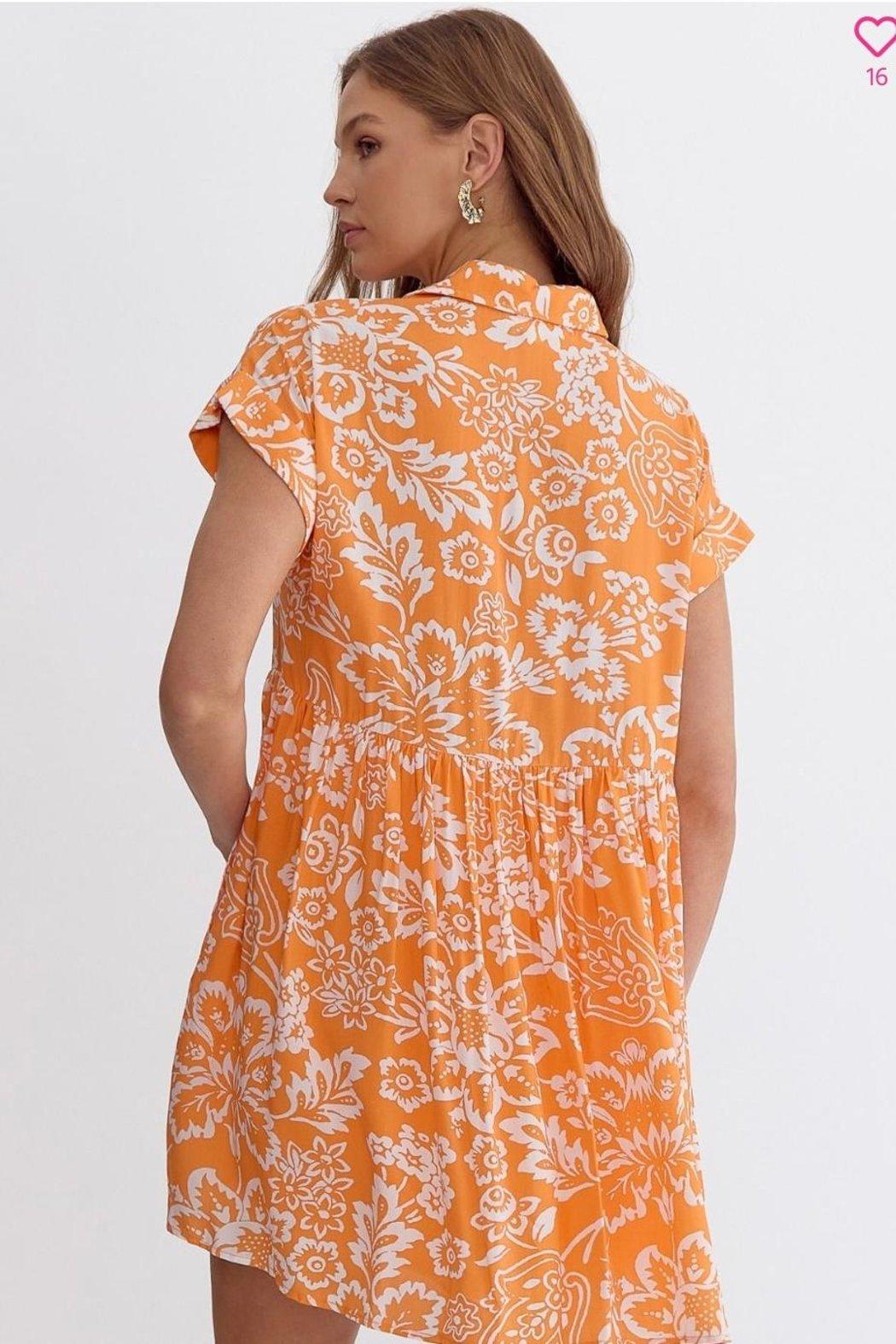 Dress, Orange Floral Product Image