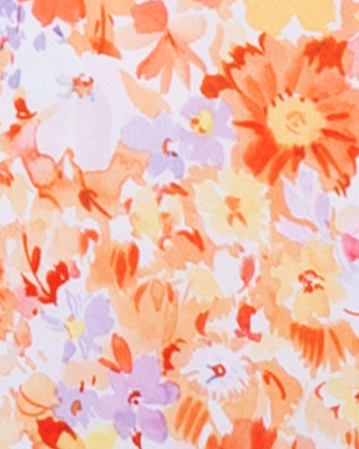 Orange Floral Tie Front Bikini Set Product Image