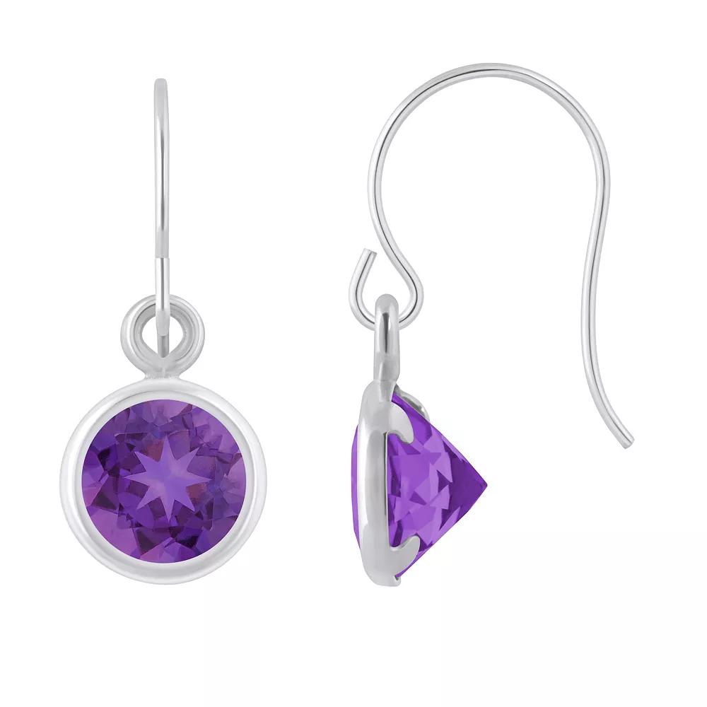 Celebration Gems Sterling Silver 5 mm Round Gemstone Drop Earrings, Women's, Purple Product Image