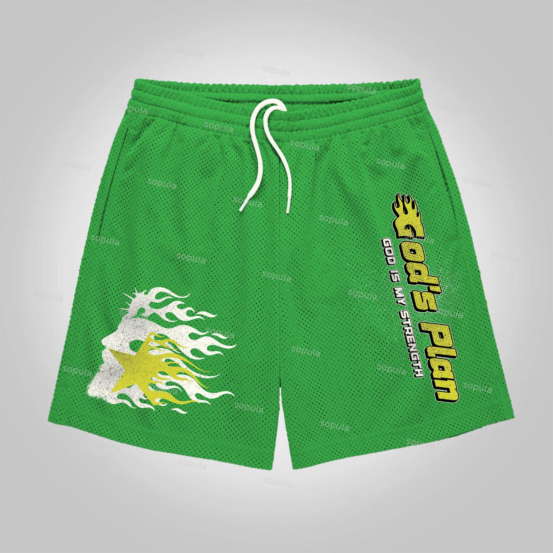 Sopula Men's God's Plan Flame Jesus Graphic Mesh Shorts Product Image