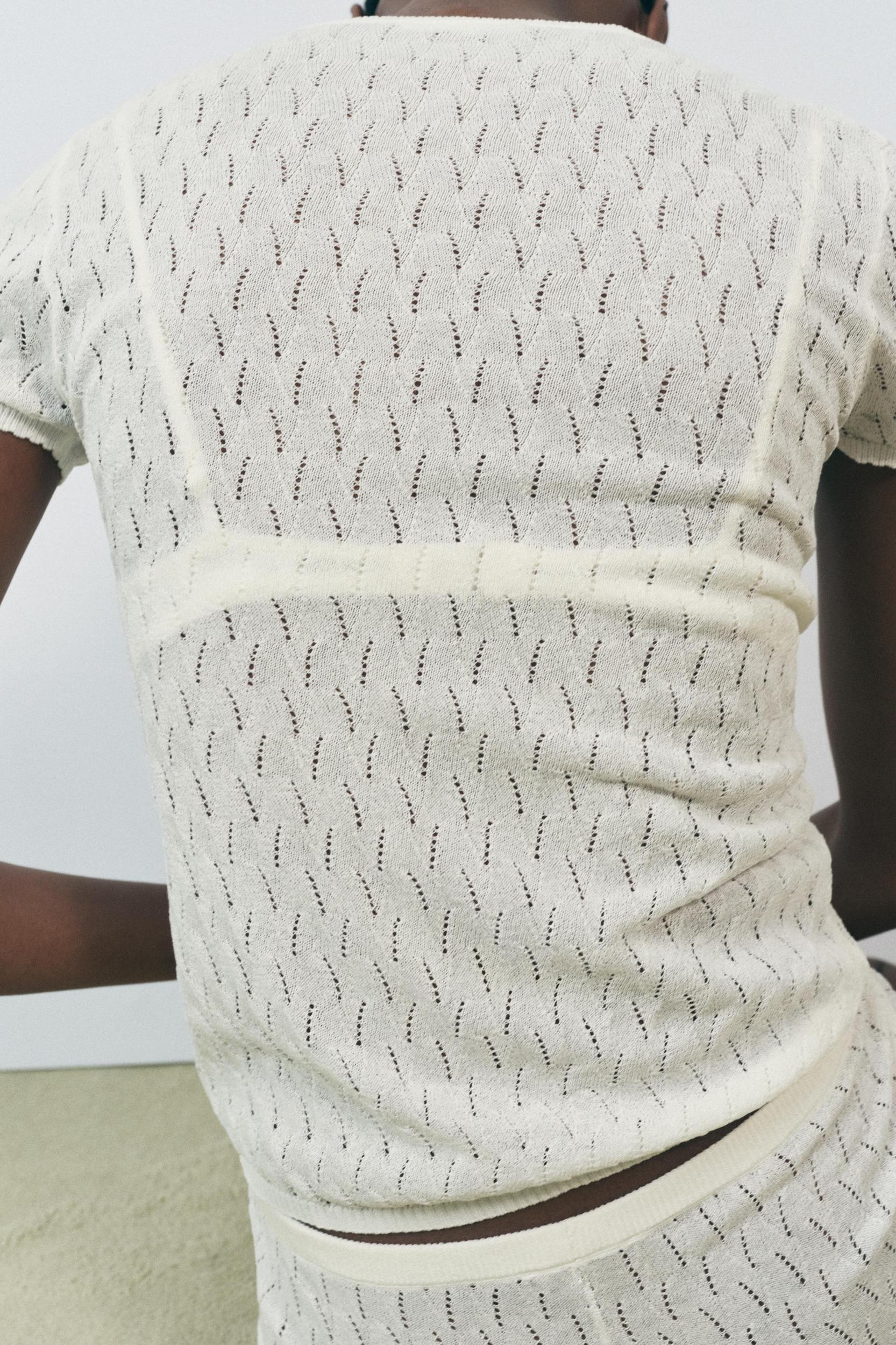 POINTELLE KNIT BOW T-SHIRT Product Image