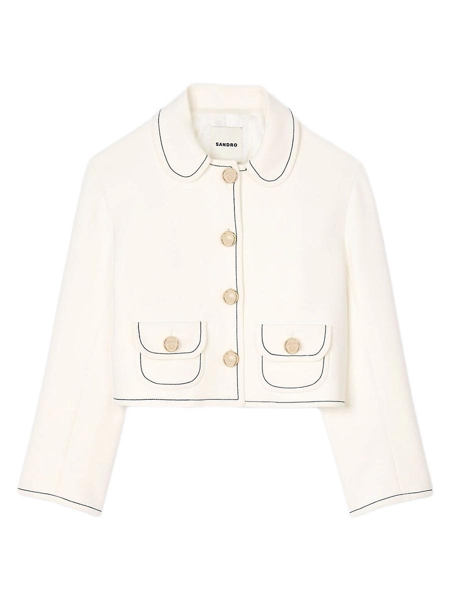 Womens Peter Pan Collar Cropped Jacket Product Image