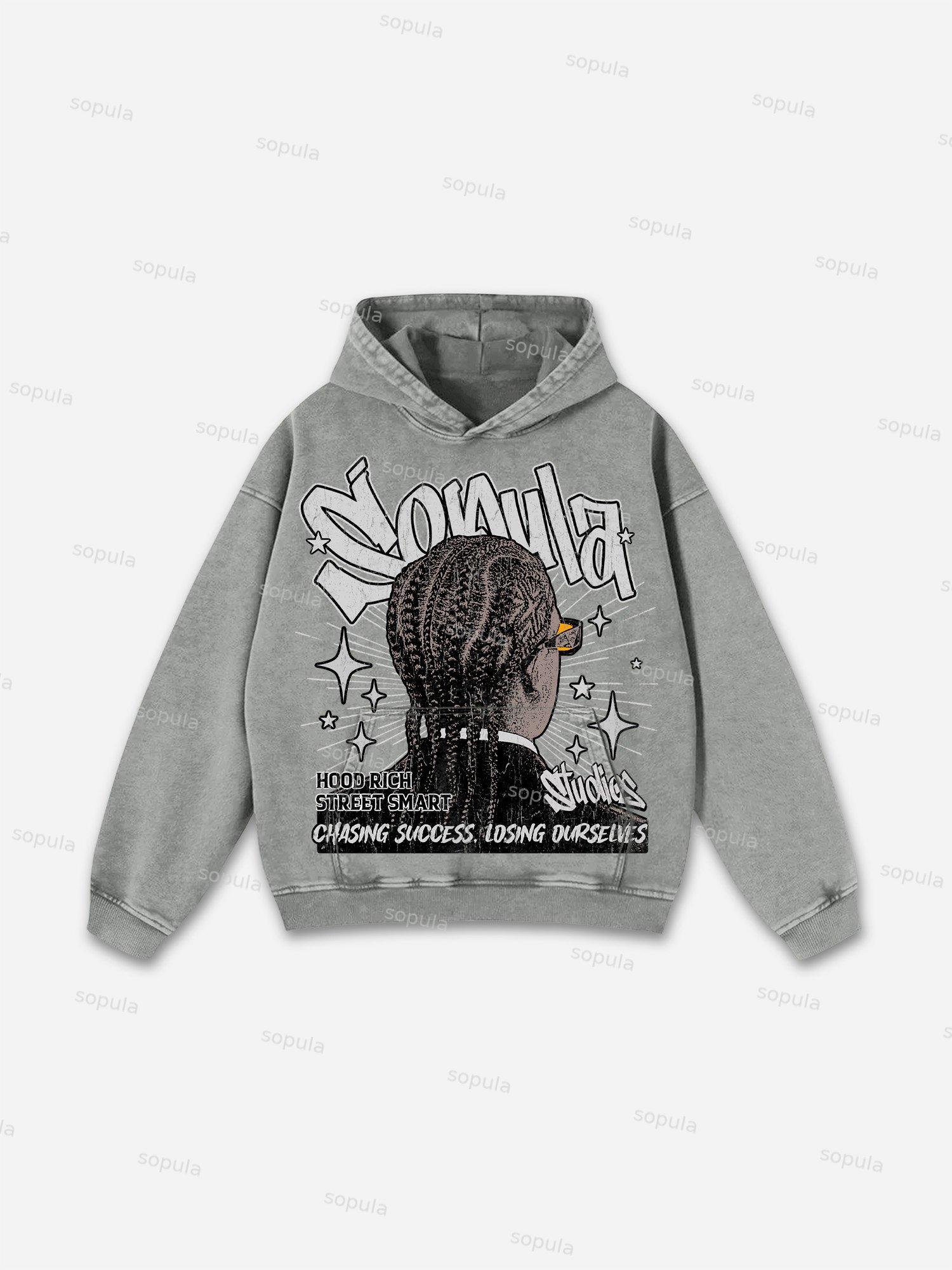 Sopula Freedom Sold For Convenience Abstract Character Graphic Washed Hoodie Product Image