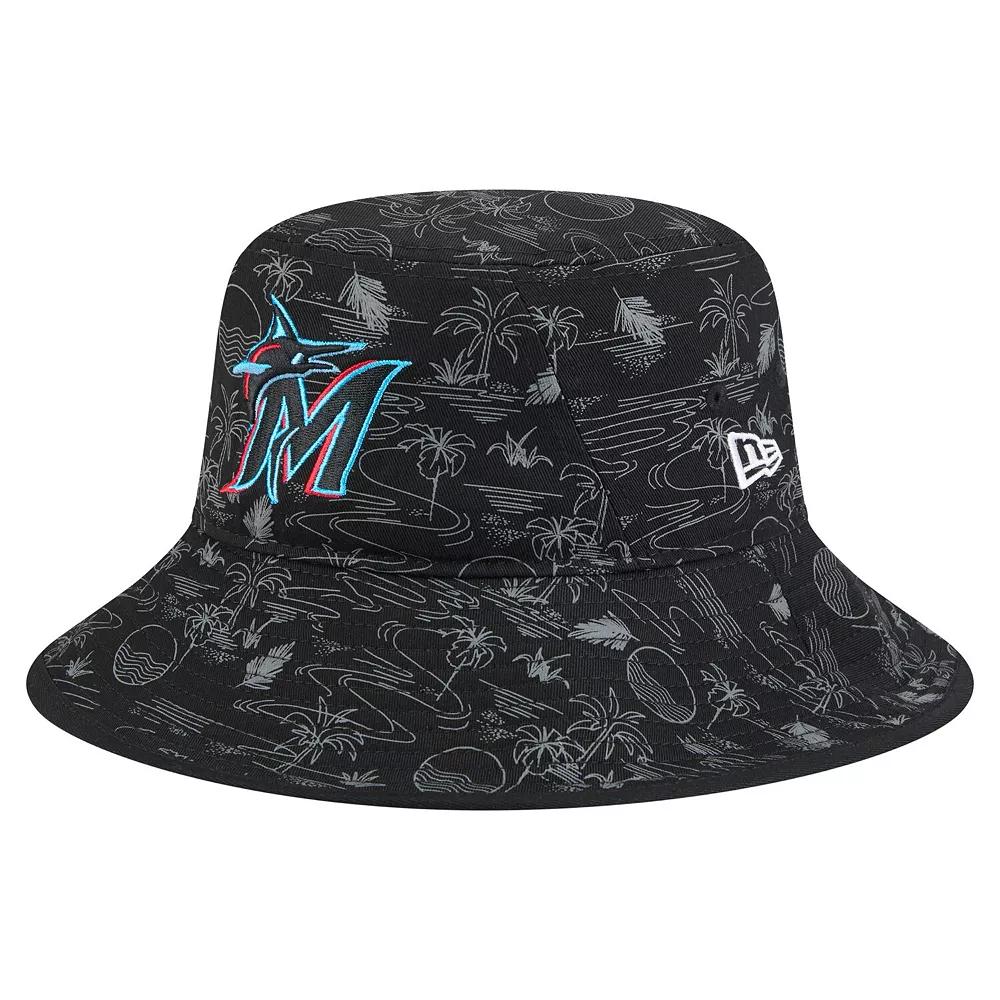 Men's New Era Black Miami Marlins 2025 Spring Training All Over Print Bucket Hat,  Product Image
