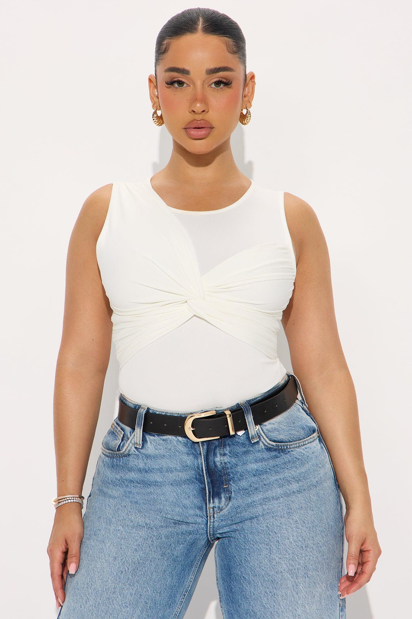 With A Twist Ribbed Bodysuit - Ivory Female Product Image