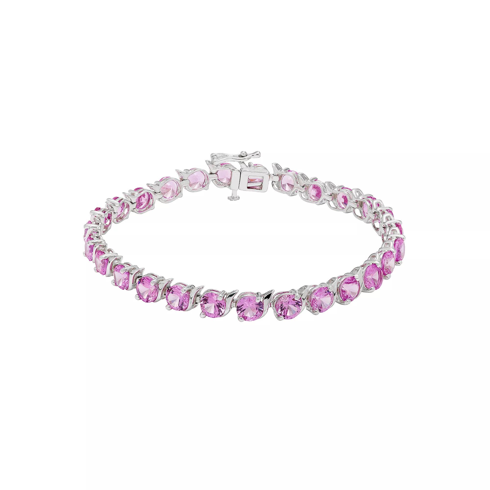 The Regal Collection Sterling Silver Lab-Created Pink Sapphire Bracelet, Women's,  Product Image
