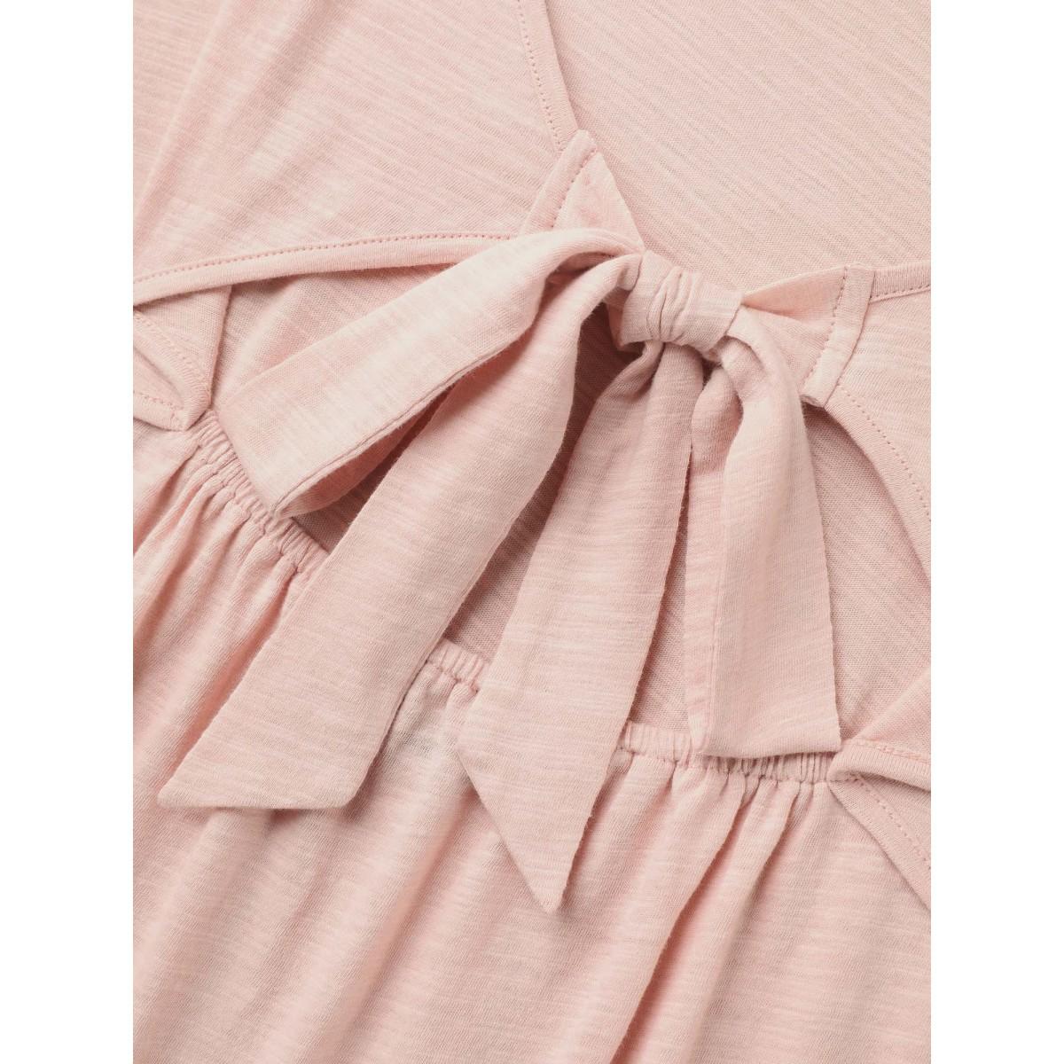 Plus Size Pure Cotton Stretchy Bow Back T-Shirt Dirtypink Women Leisure Tie knot Round Neck Casual T-shirts BloomChic 30/6X Product Image