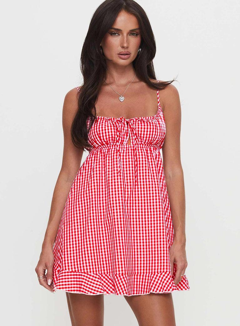 Empress Of Love Mini Dress Red Gingham Product Image