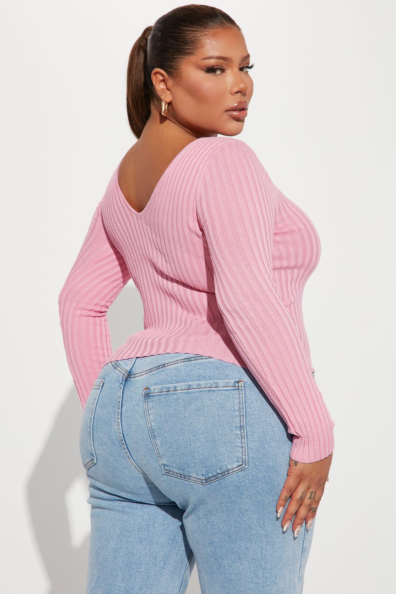 Kallan Knit Sweater Top - Pink Product Image