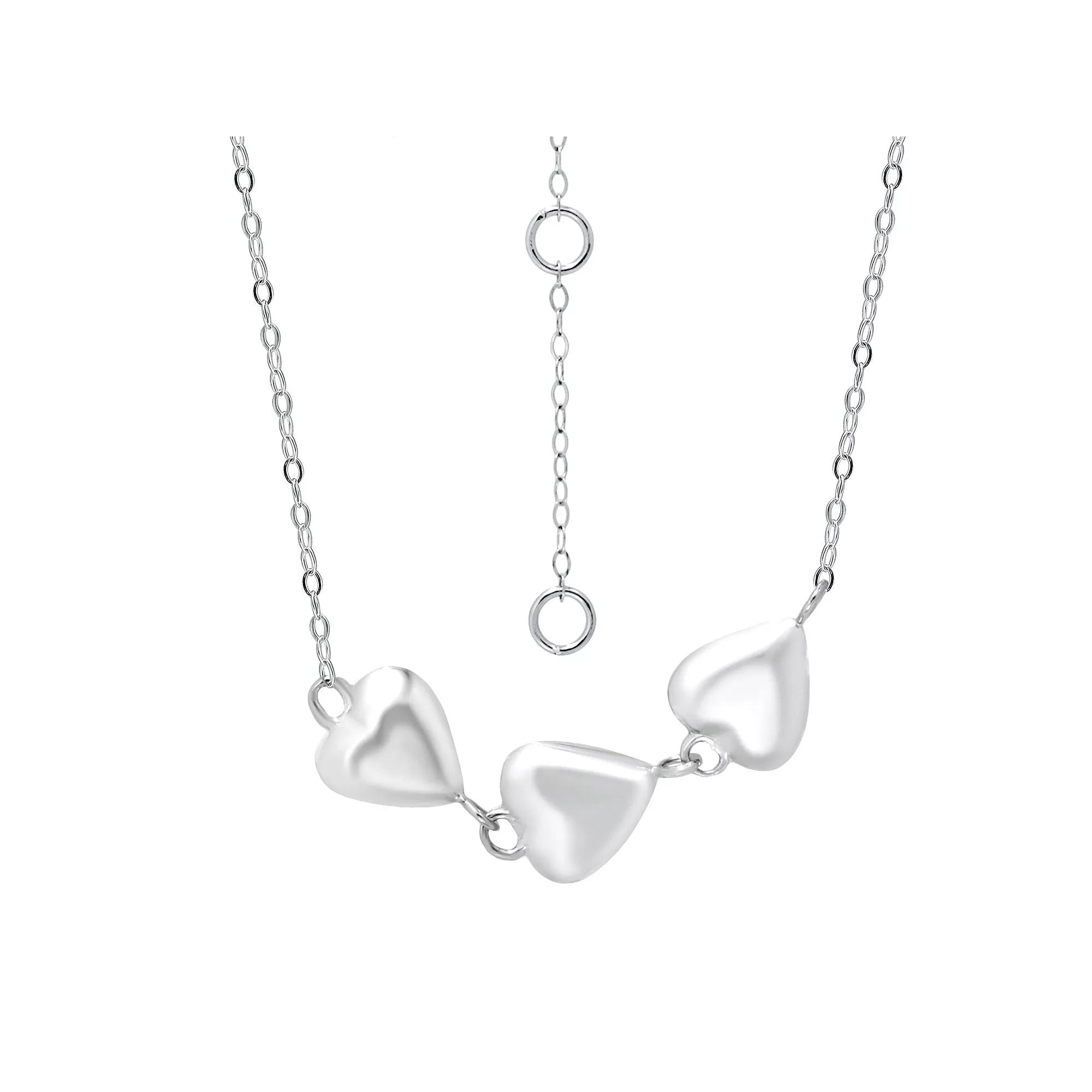 Aleure Precioso Puffy Heart Frontal Necklace, Women's, Size: 18", Silver Tone Product Image