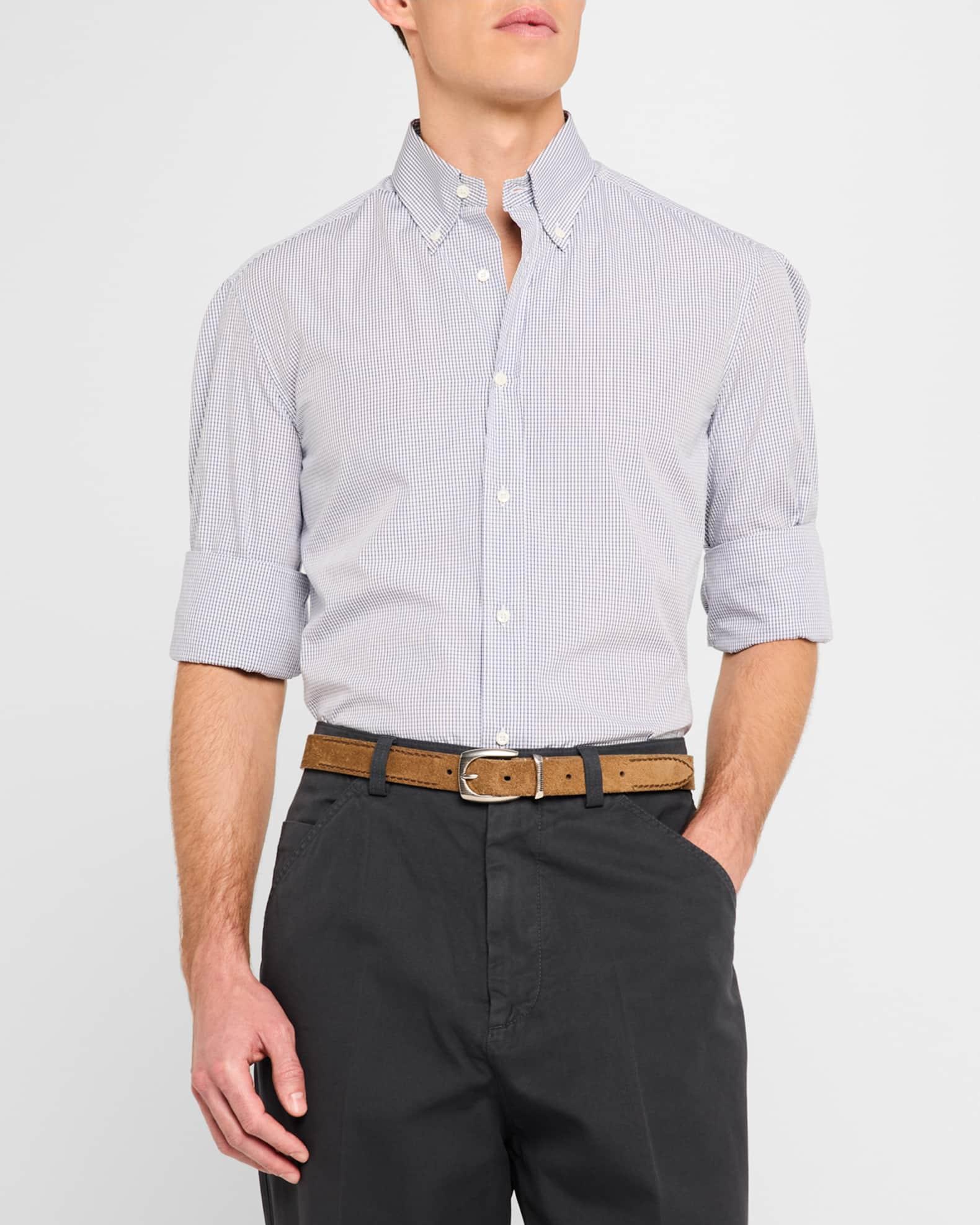 Men's Cotton Micro-Gingham Sport Shirt Product Image