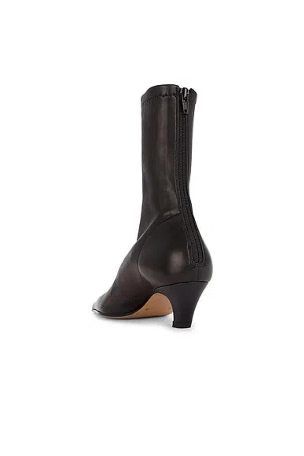 KHAITE Arizona 50 Leather Ankle Boots In Black Product Image