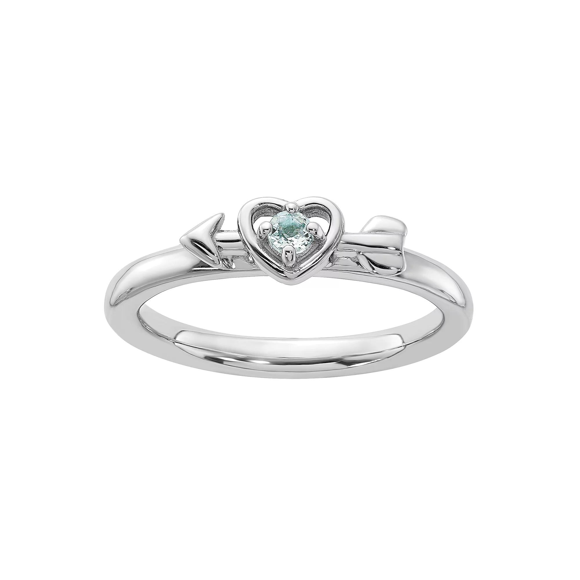 Stacks & Stones Sterling Silver Stackable Gemstone Heart with Arrow Ring, Women's, Size: 6, Citrine Product Image