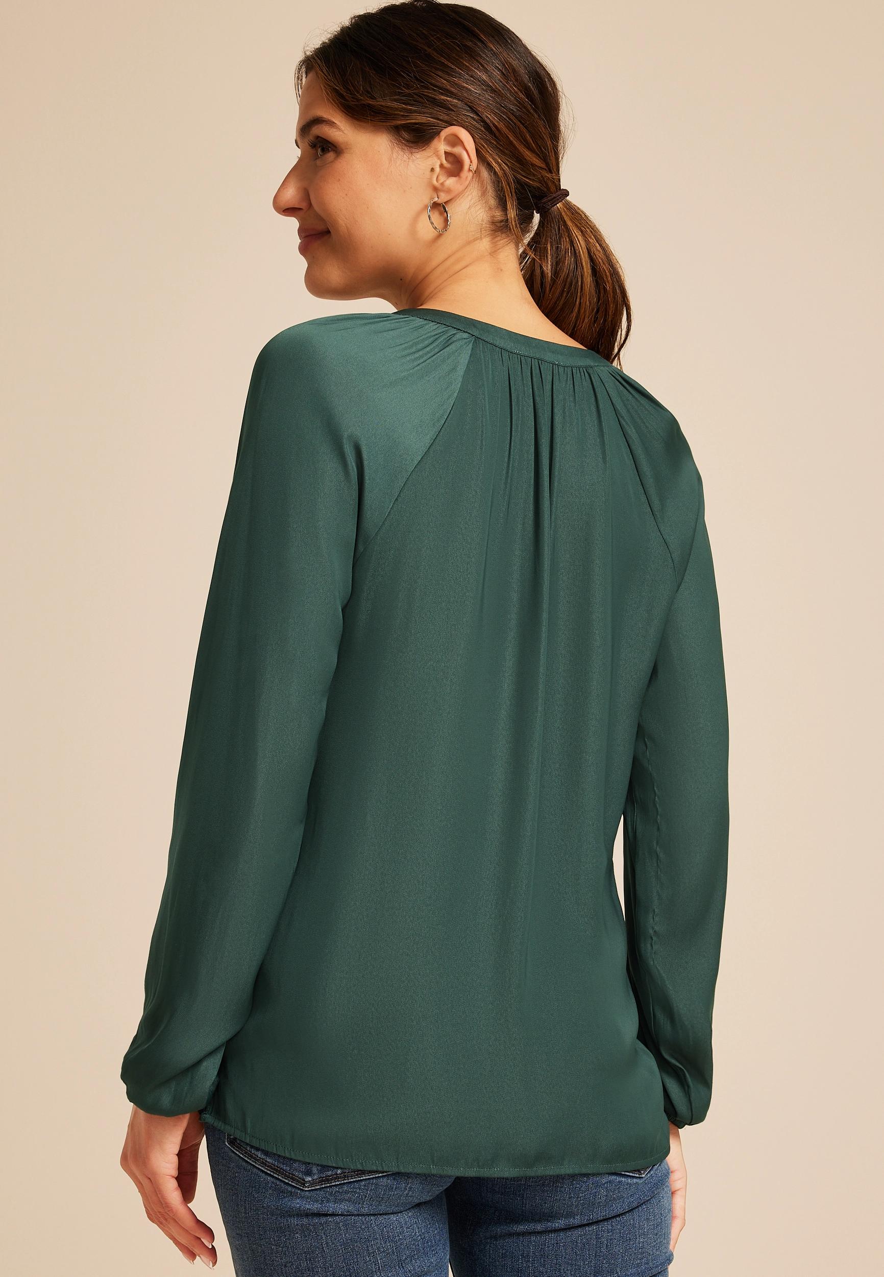 Henley V Neck Blouse Product Image