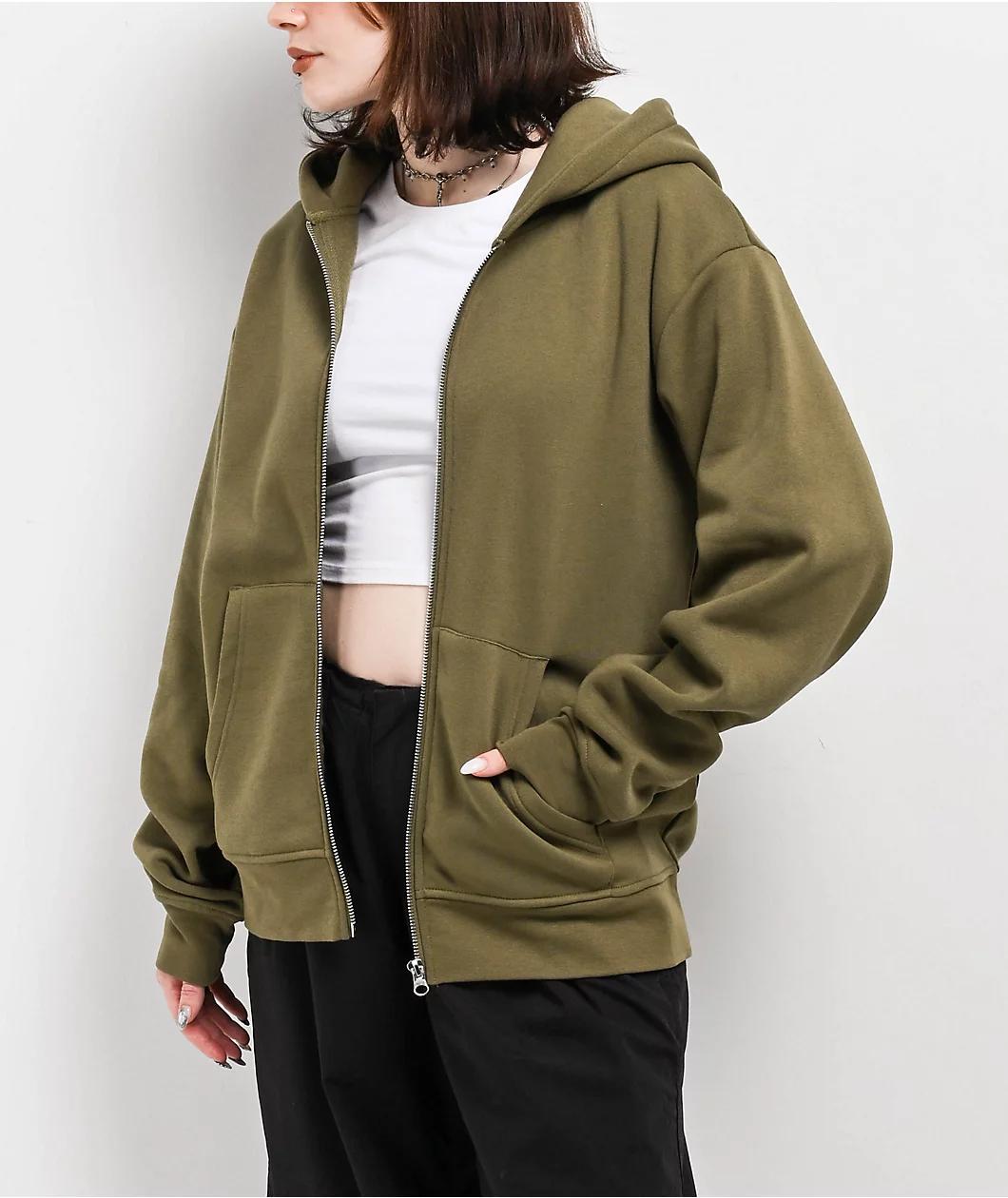 Zine Russo Olive Zip Hoodie Product Image