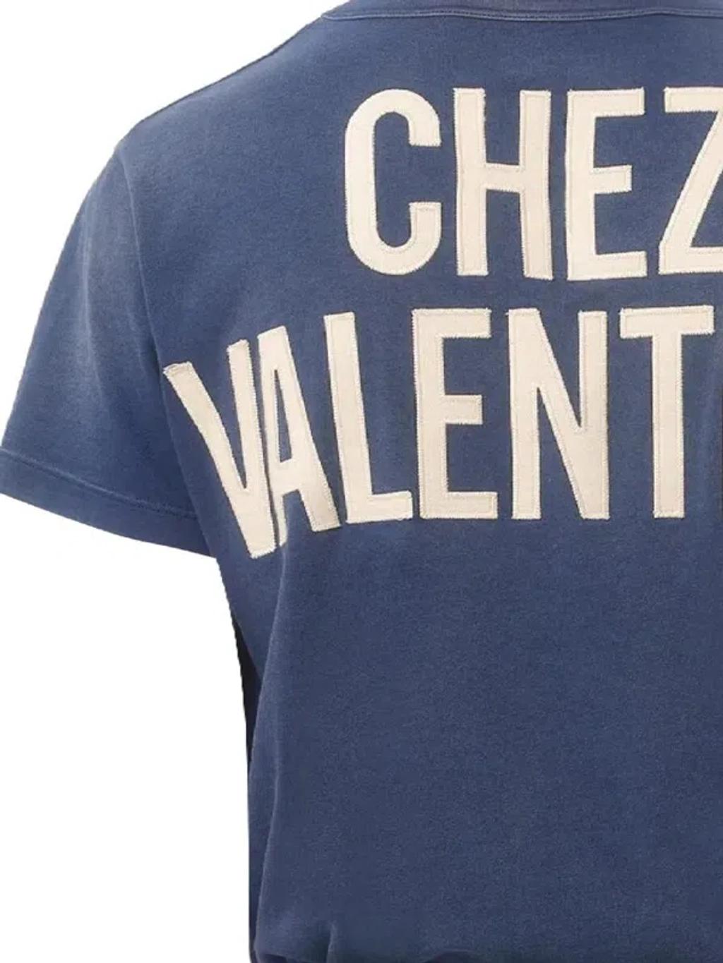 VALENTINO Garavani Navy Cotton T-shirt In Blue Product Image