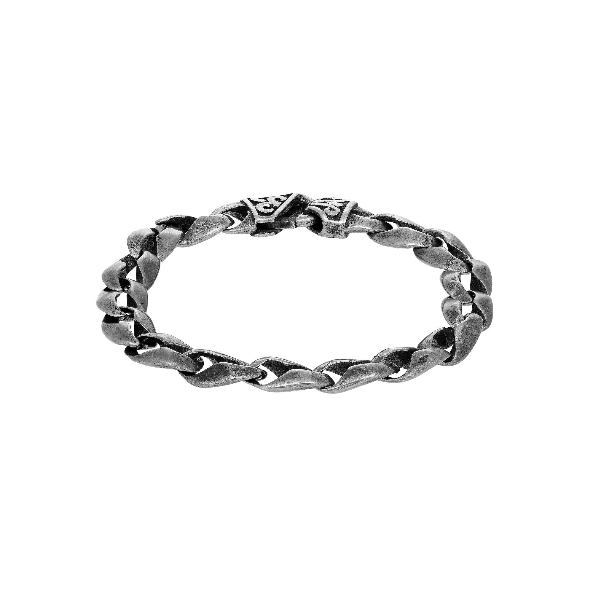 LYNX Men's Antiqued Stainless Steel Link Chain Bracelet, Size: 8.75 Product Image