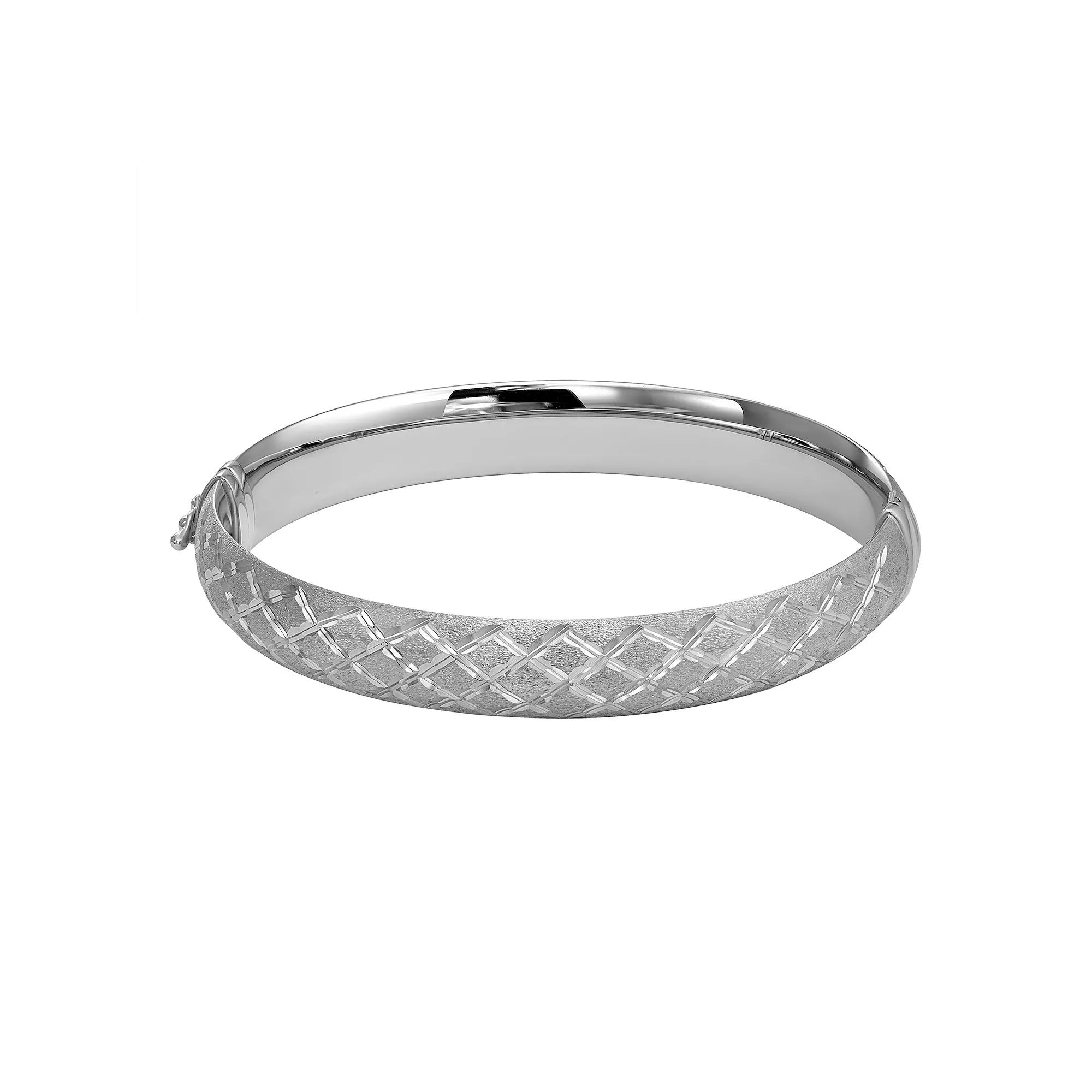 Argento Forte Sterling Silver Textured Bangle Bracelet, Women's, Size: 8" Product Image