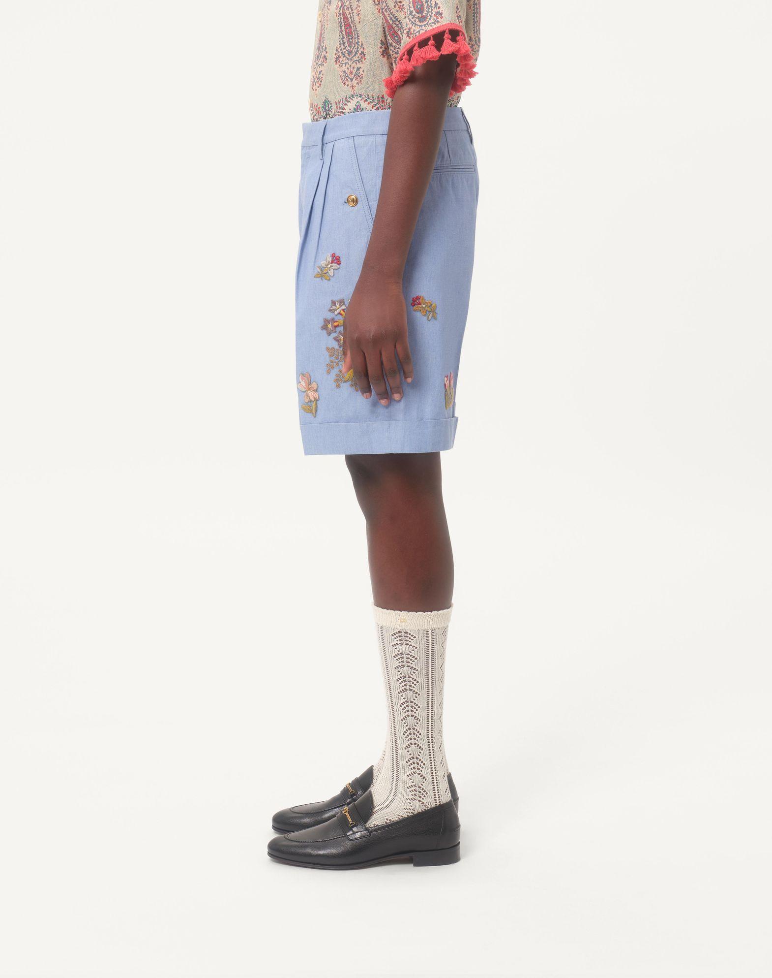 Denim Bermuda Shorts With Embroidery Product Image