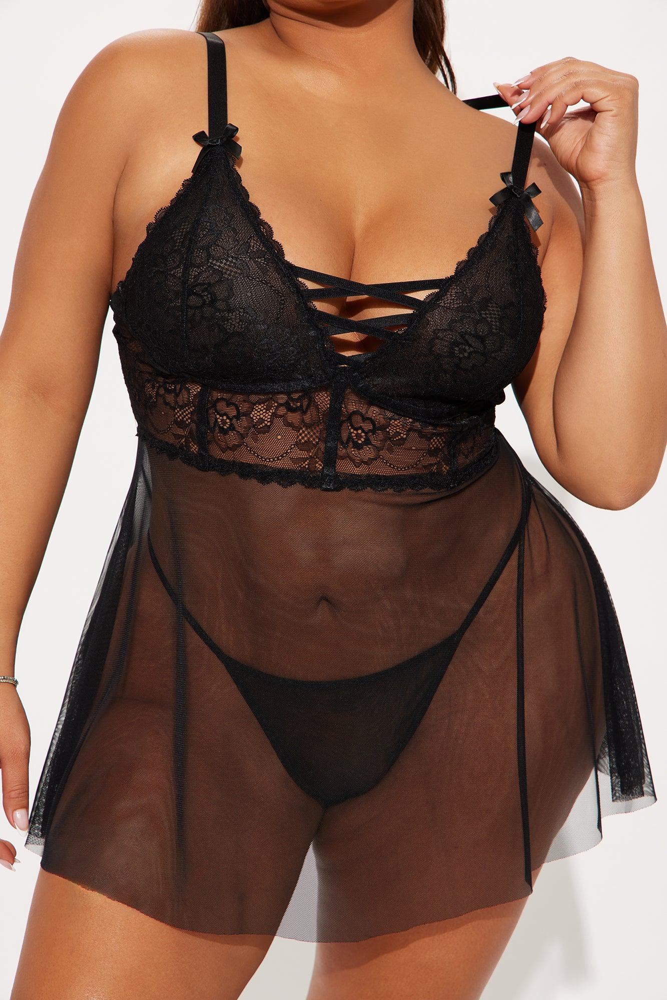 Sweetest Kiss Lace Babydoll - Black Product Image