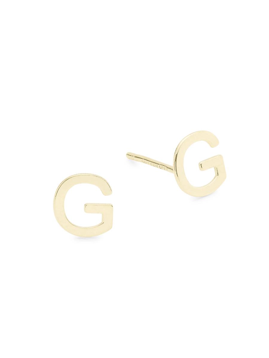 Womens 14K Yellow Gold Single Initial Stud Earring Product Image